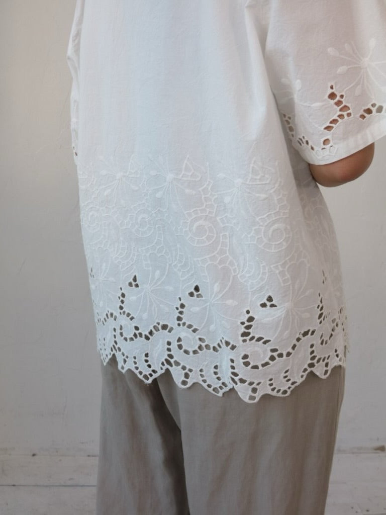 YARRA INDIAスカラップ刺繍ブラウス YR-1623-266