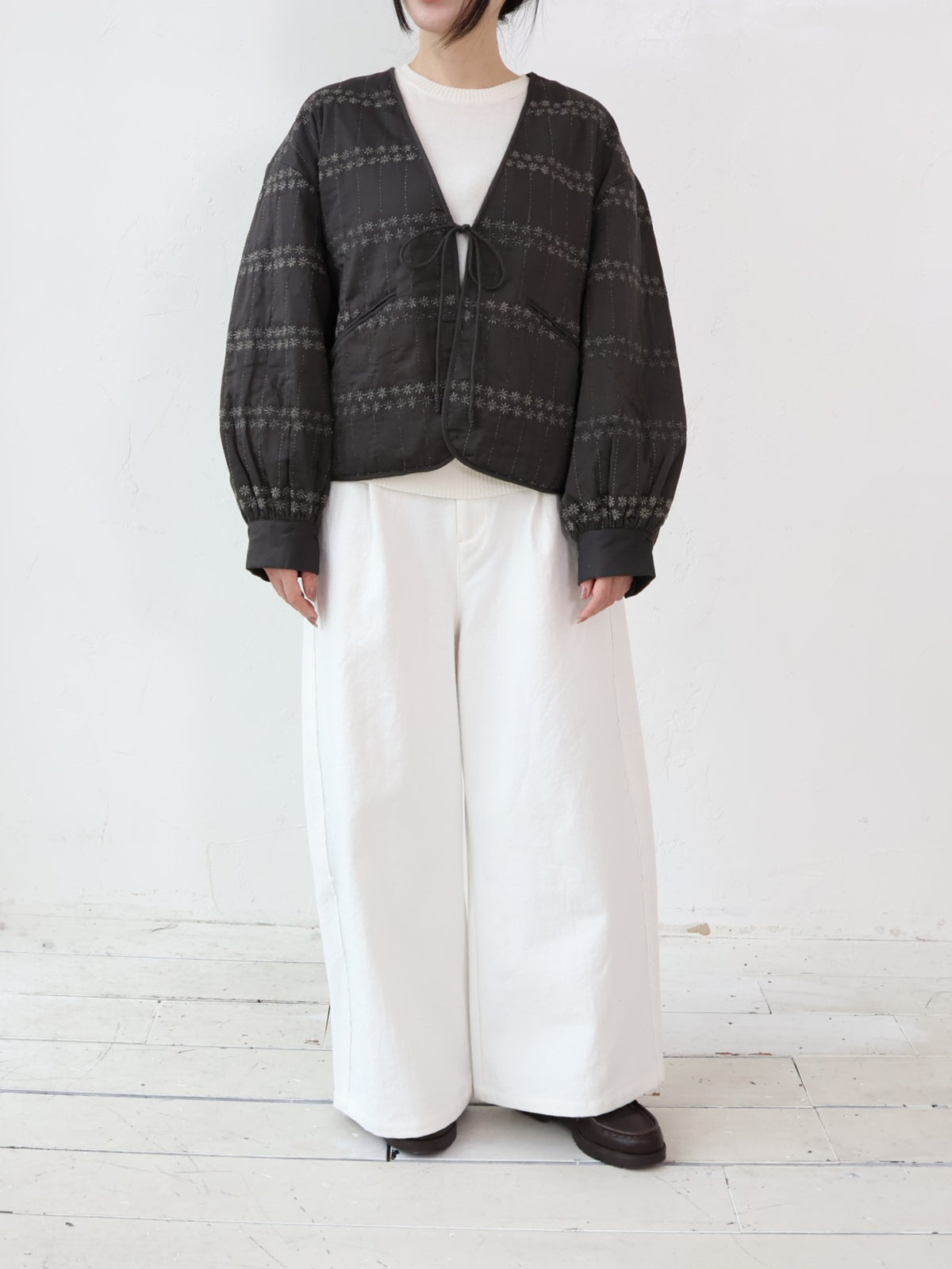 YARRA 綿ツイルカットオフワイドパンツ YR-1655-252