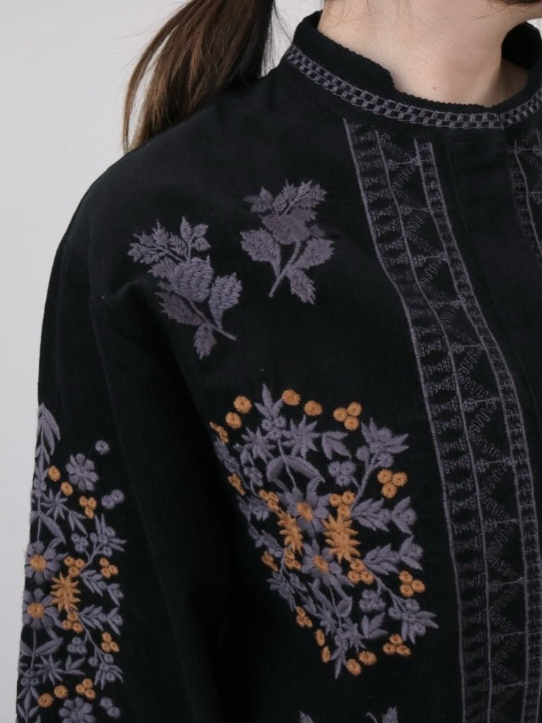 YARRA INDIA刺繍コーデュロイブラウス YR-1553-268