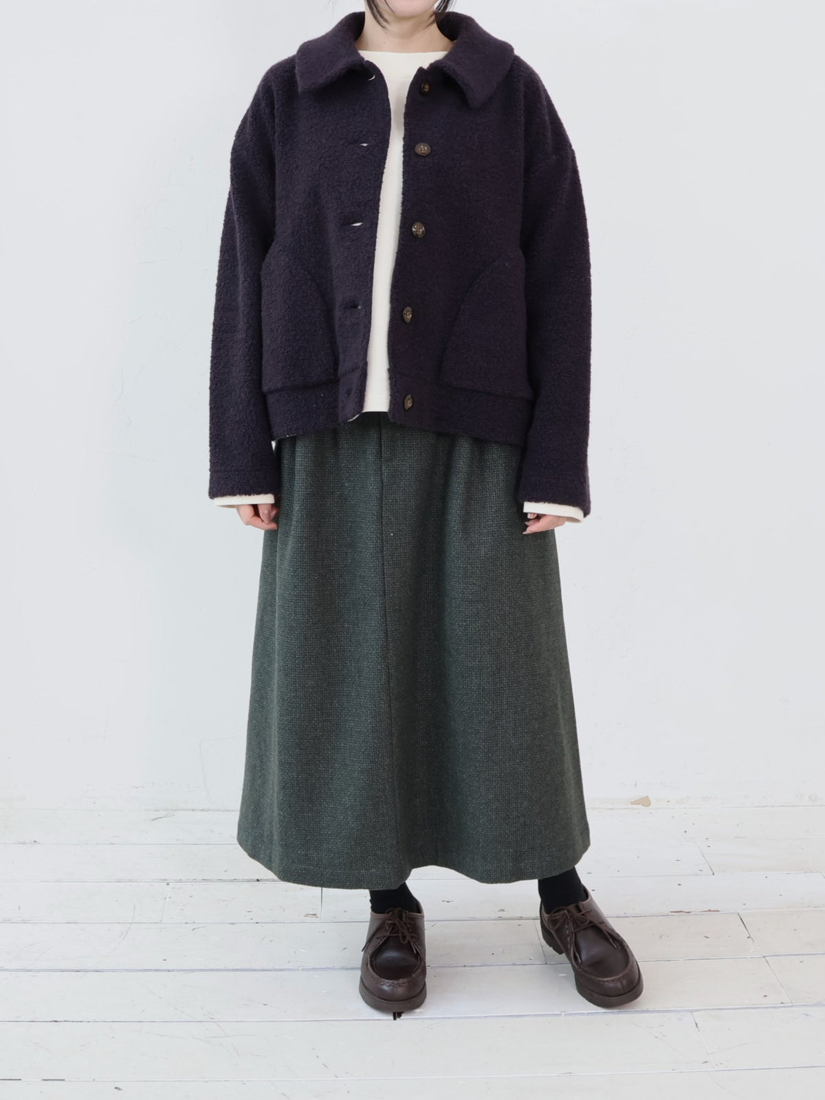 YARRA ウールリッチパイル衿付ジャケット YR-1657-255