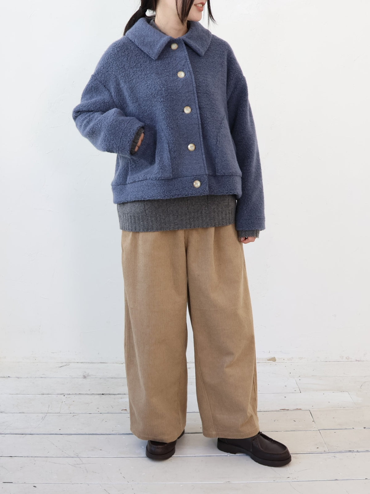 YARRA ウールリッチパイル衿付ジャケット YR-1657-255