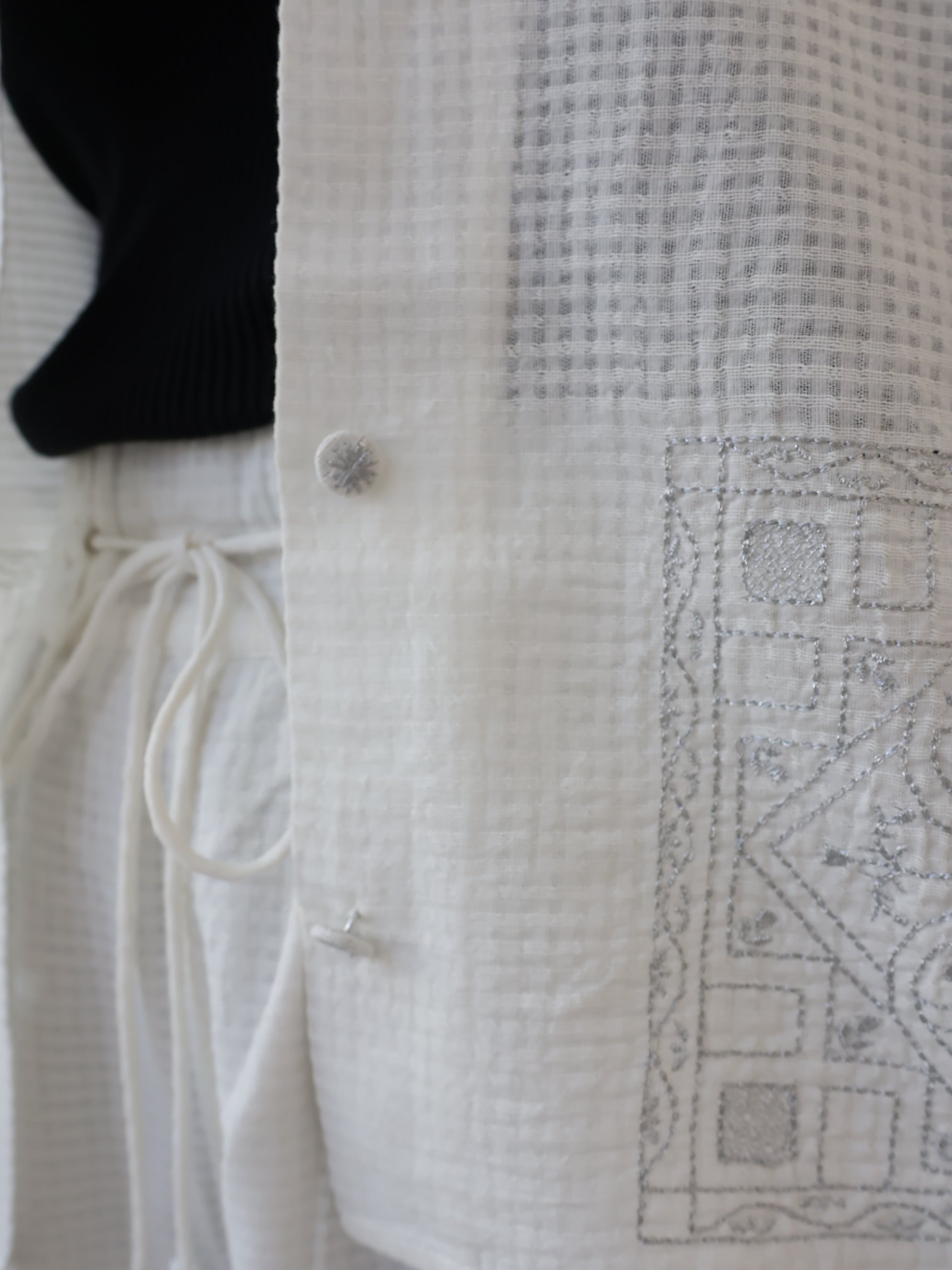 YARRA INDIA開襟ラメ刺繡シャツ YR-1623-269