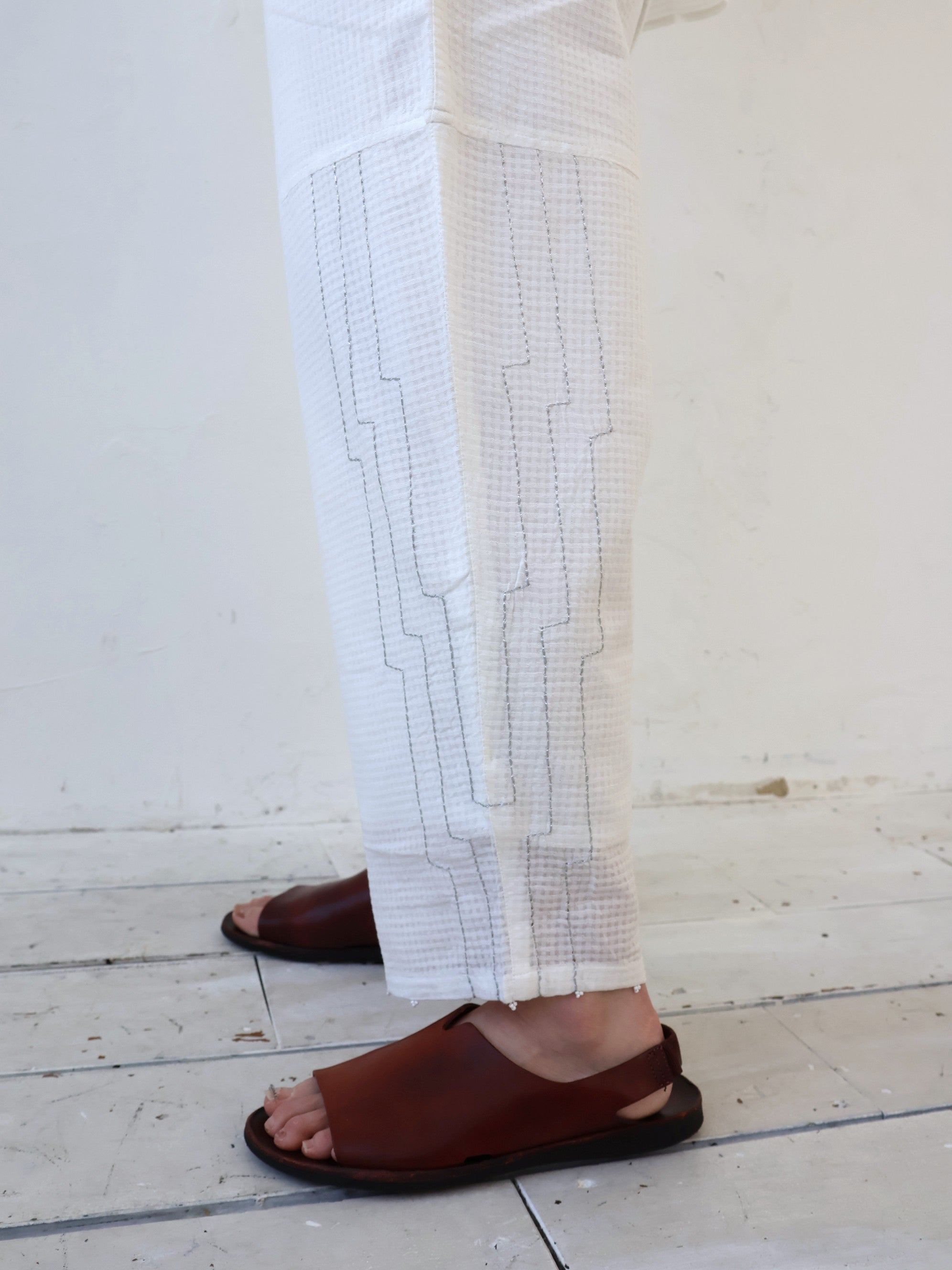 YARRA INDIAラメステッチ刺繍パンツ YR-1625-270