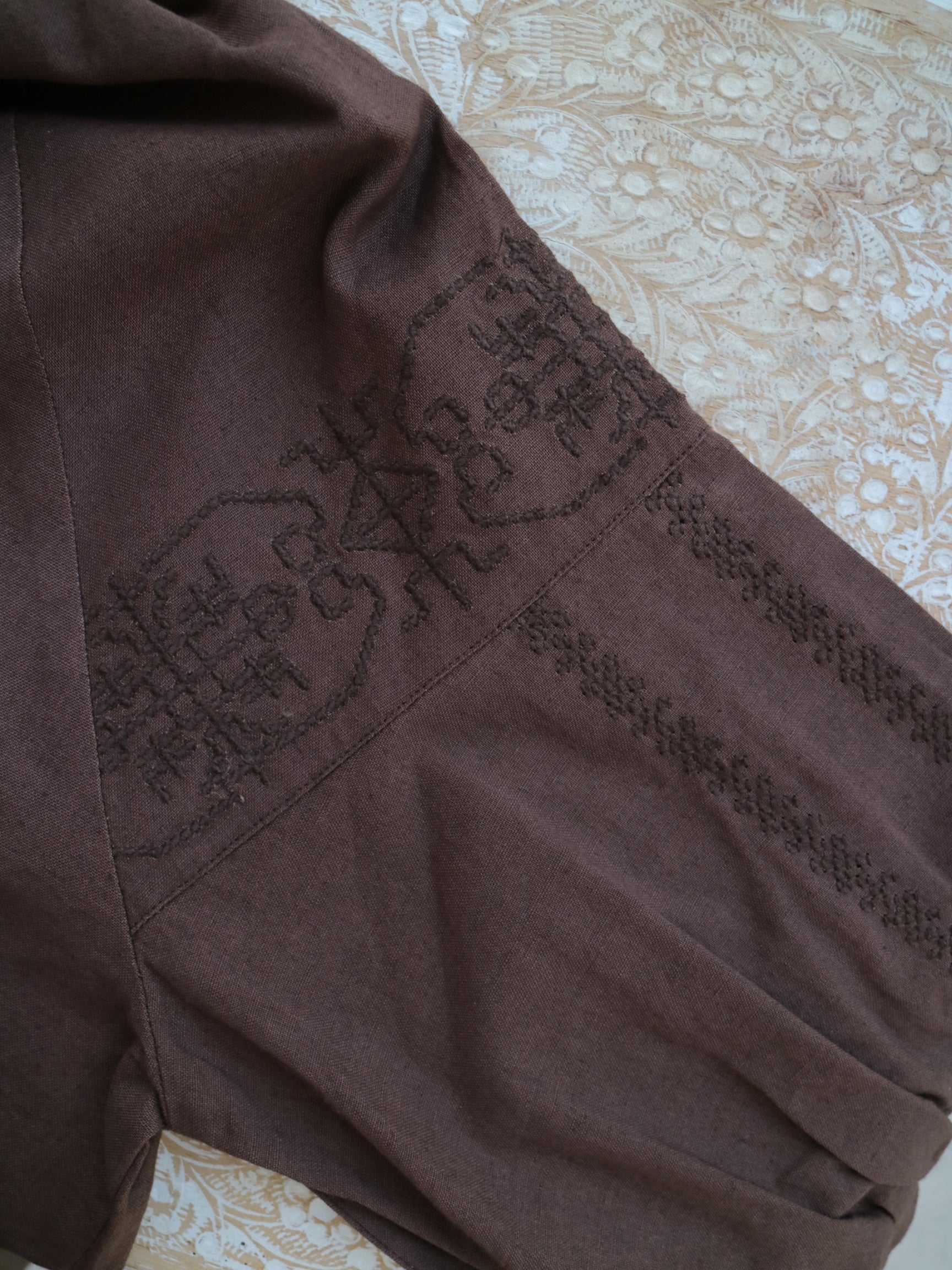 YARRA INDIAリネンコットン袖刺繍ブラウス YR-1523-272