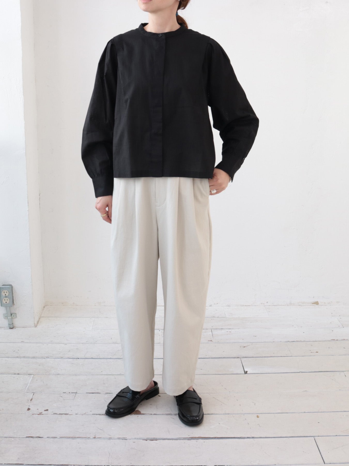 doux bleu ドビーチェックブラウス DB-2613-035