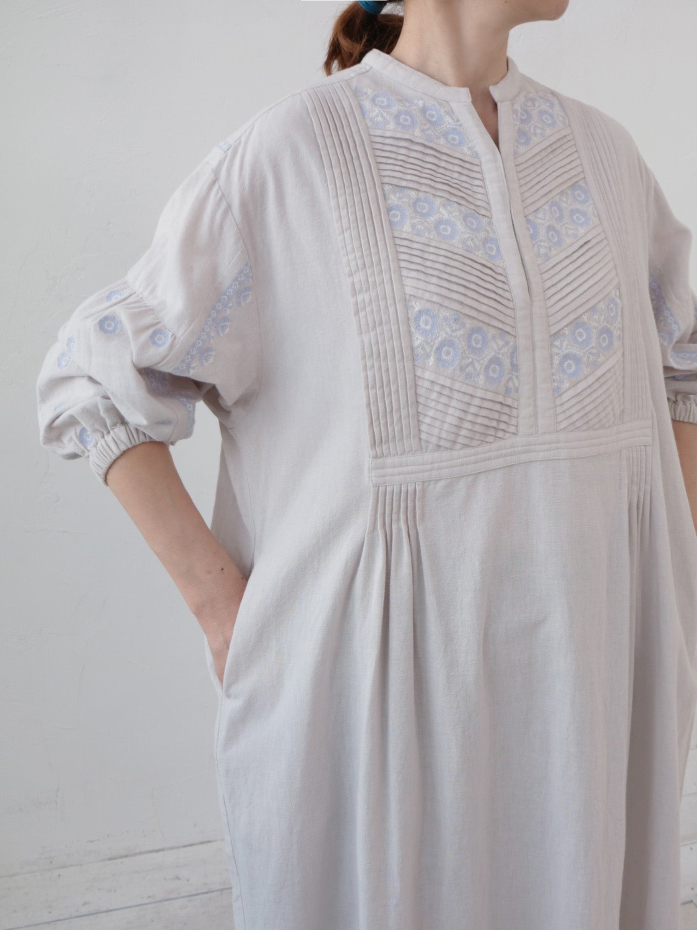 doux bleu C/L クロスステッチ刺繍 ヨークワンピース DB-2614-016