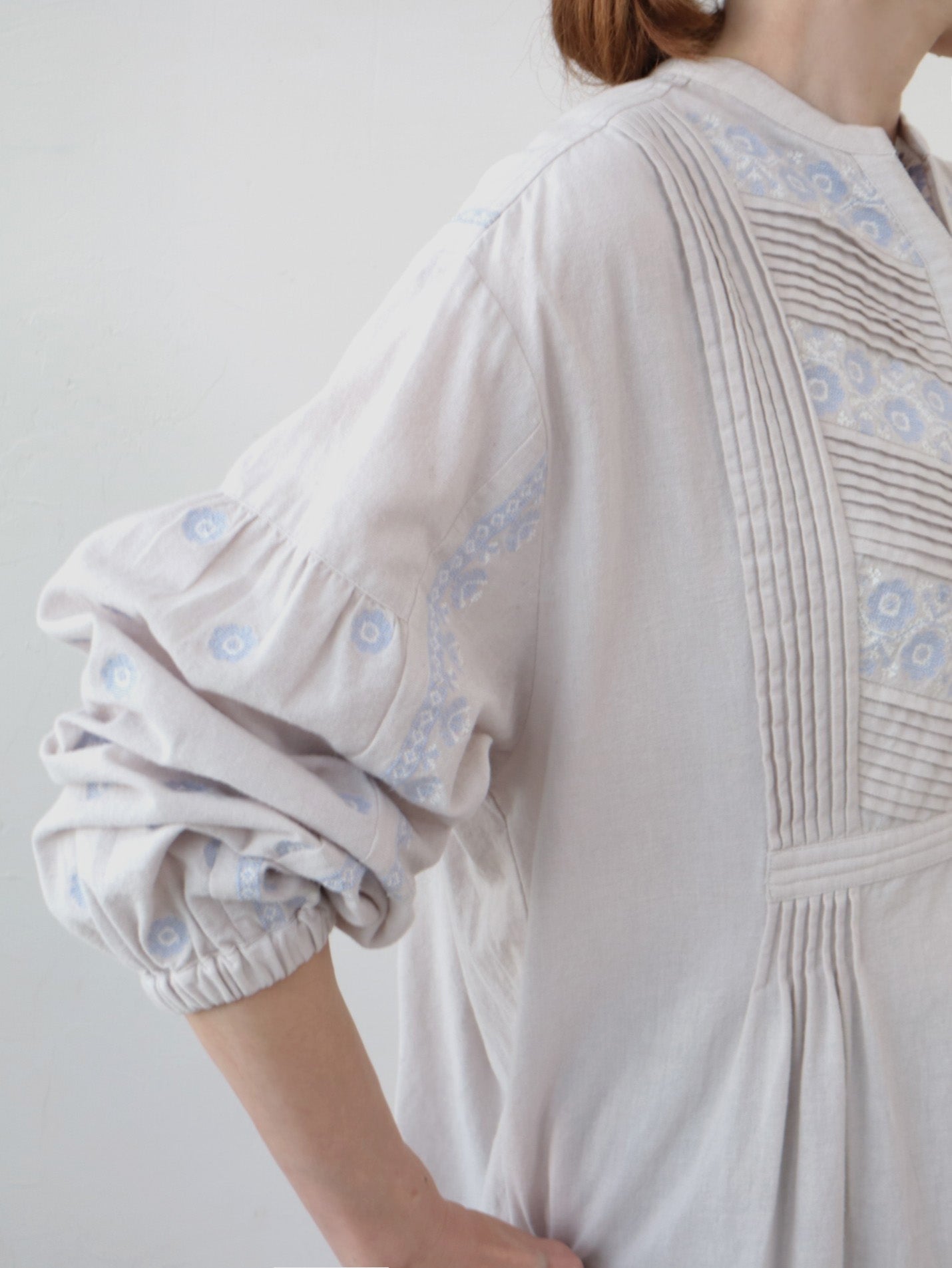 doux bleu C/L クロスステッチ刺繍 ヨークワンピース DB-2614-016