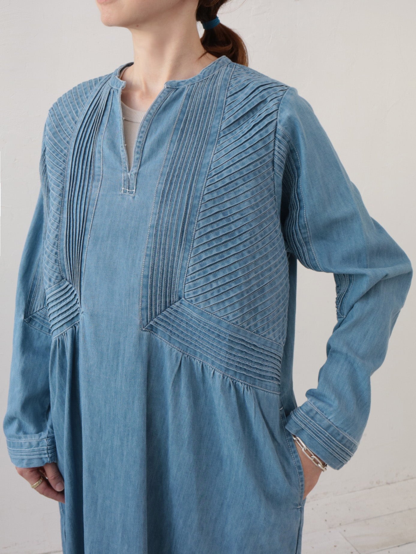 doux bleu ピンタックステッチ デニムワンピース DB-2614-013