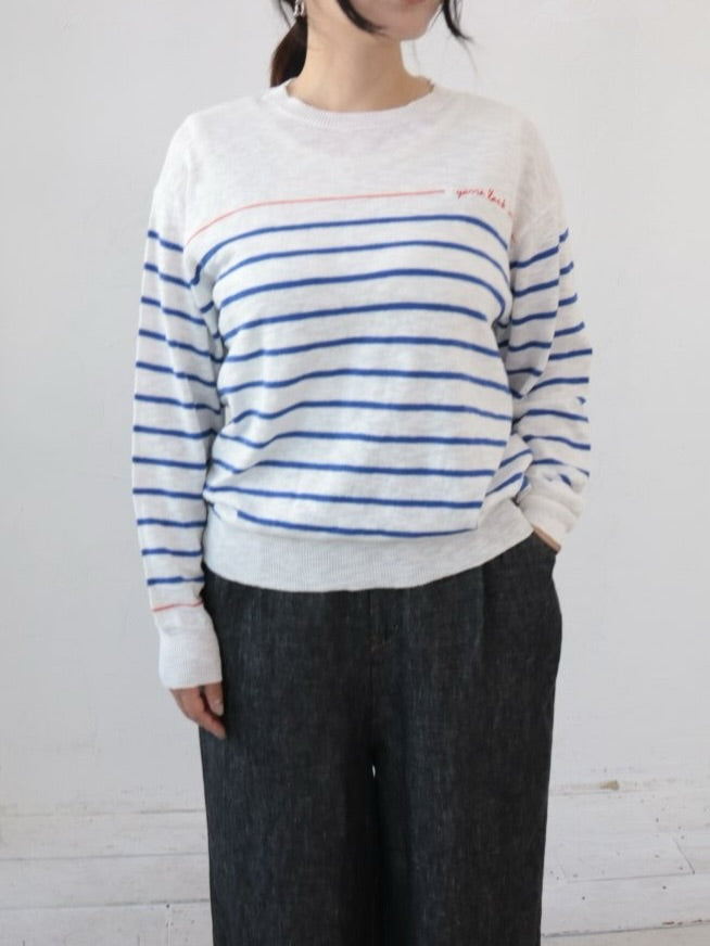 YARRA 刺繍ボーダーニットプルオーバー YR-1612-207