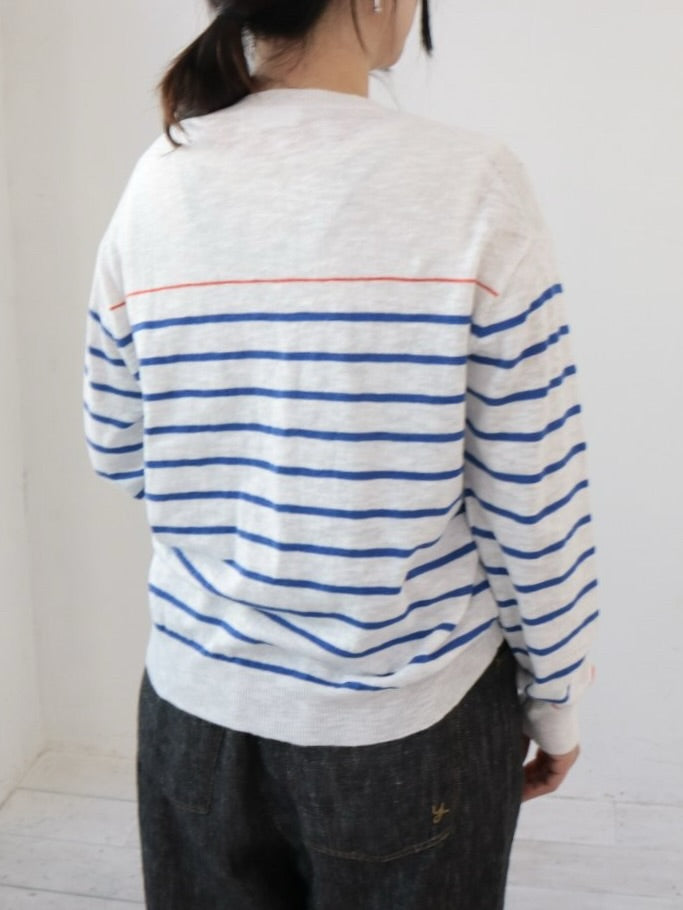 YARRA 刺繍ボーダーニットプルオーバー YR-1612-207