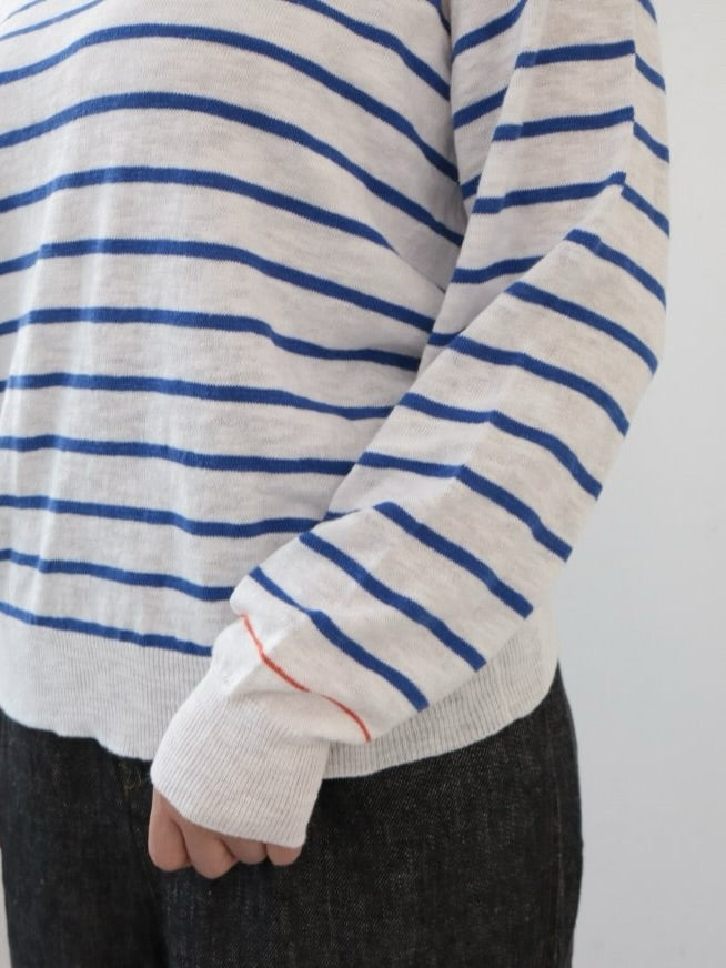 YARRA 刺繍ボーダーニットプルオーバー YR-1612-207