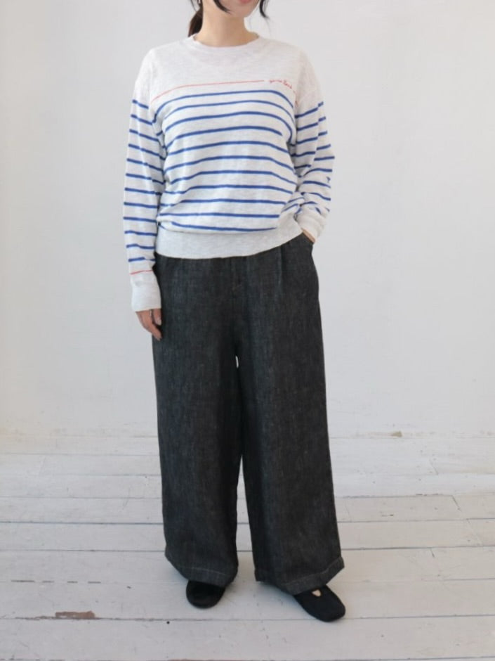 YARRA 刺繍ボーダーニットプルオーバー YR-1612-207