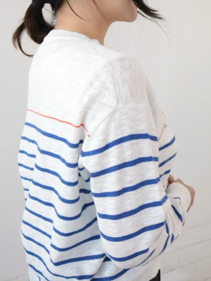 YARRA 刺繍ボーダーニットプルオーバー YR-1612-207