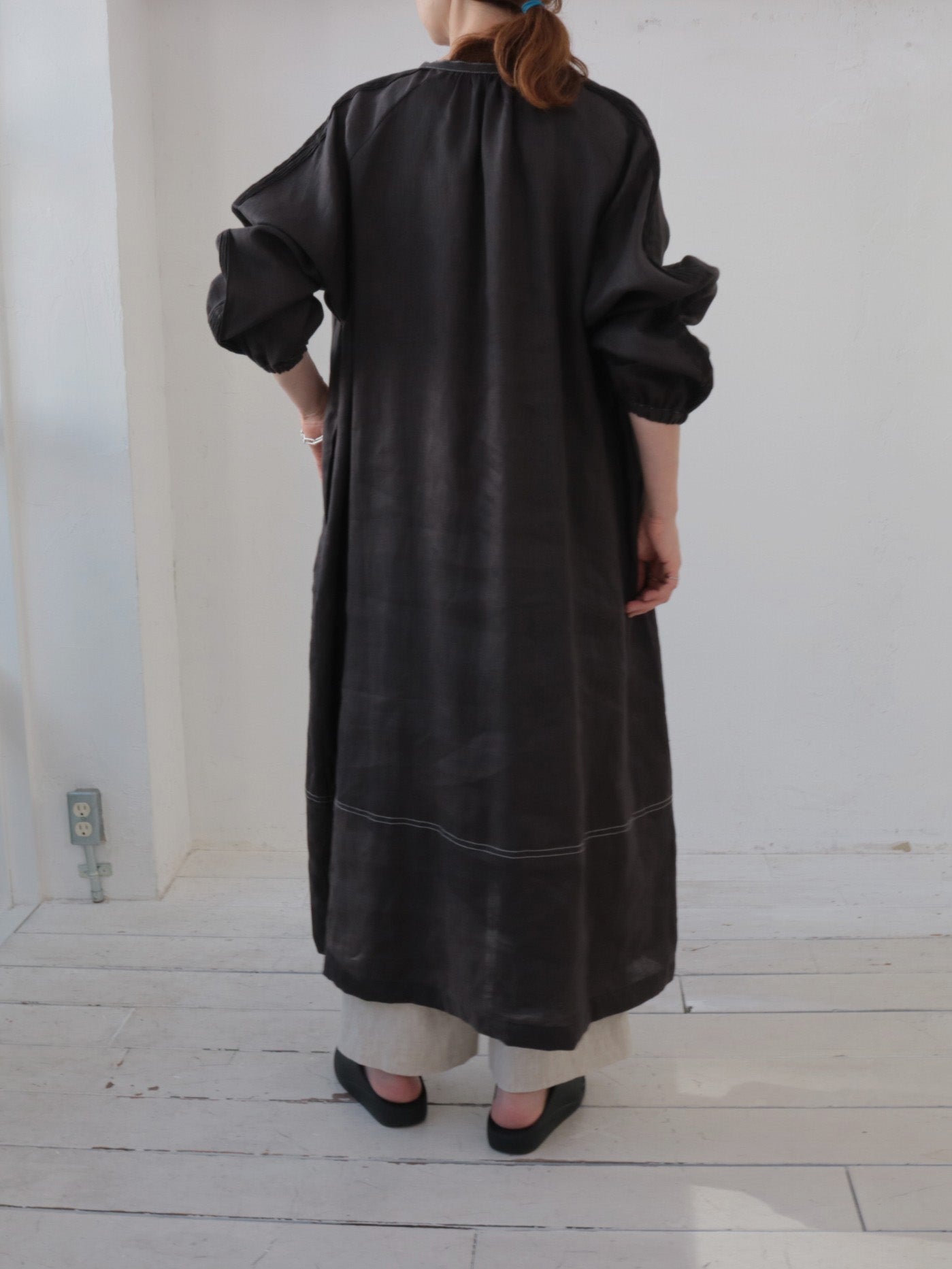 doux bleu ステッチワーク リネンワンピース DB-2614-026