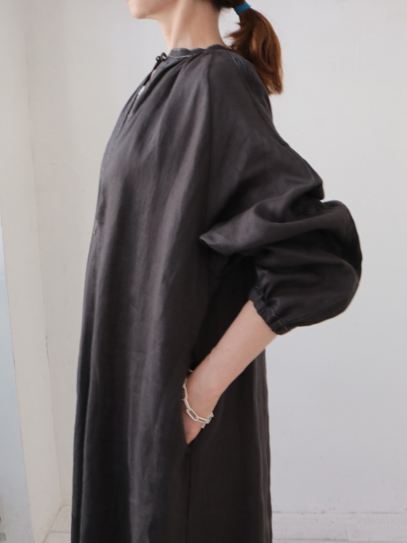 doux bleu ステッチワーク リネンワンピース DB-2614-026