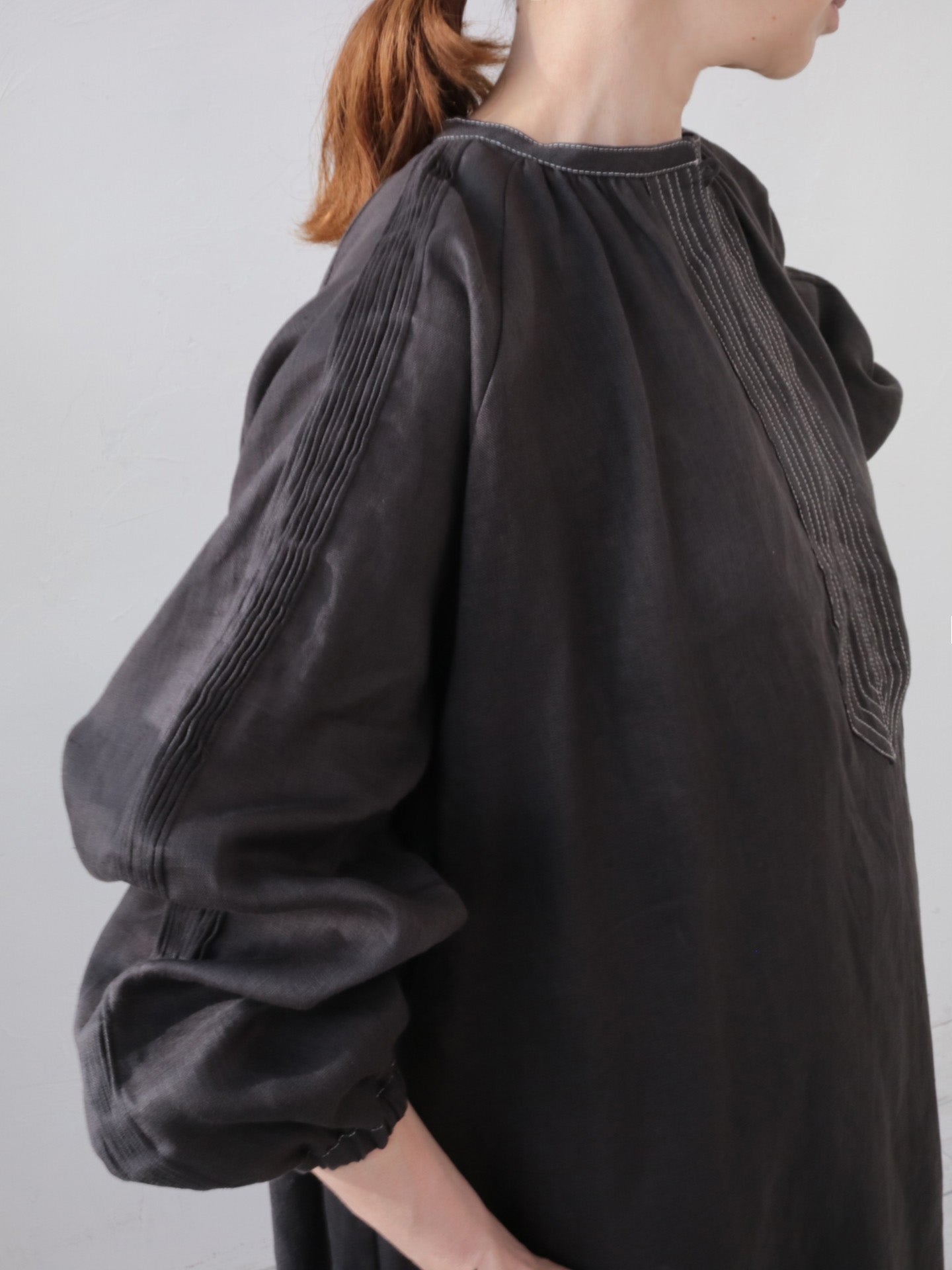 doux bleu ステッチワーク リネンワンピース DB-2614-026