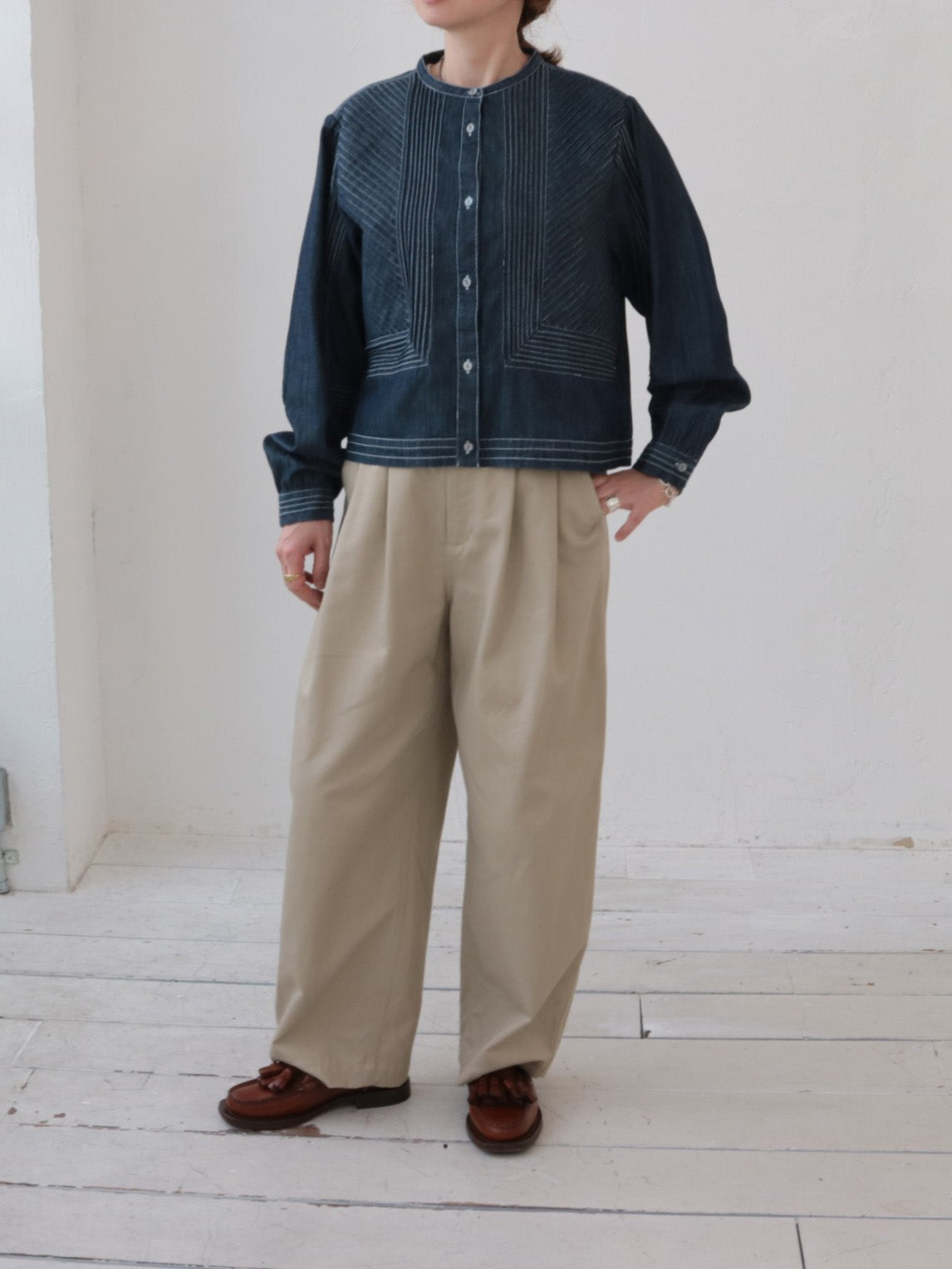 doux bleu ピンタックステッチ デニムシャツ DB-2663-068