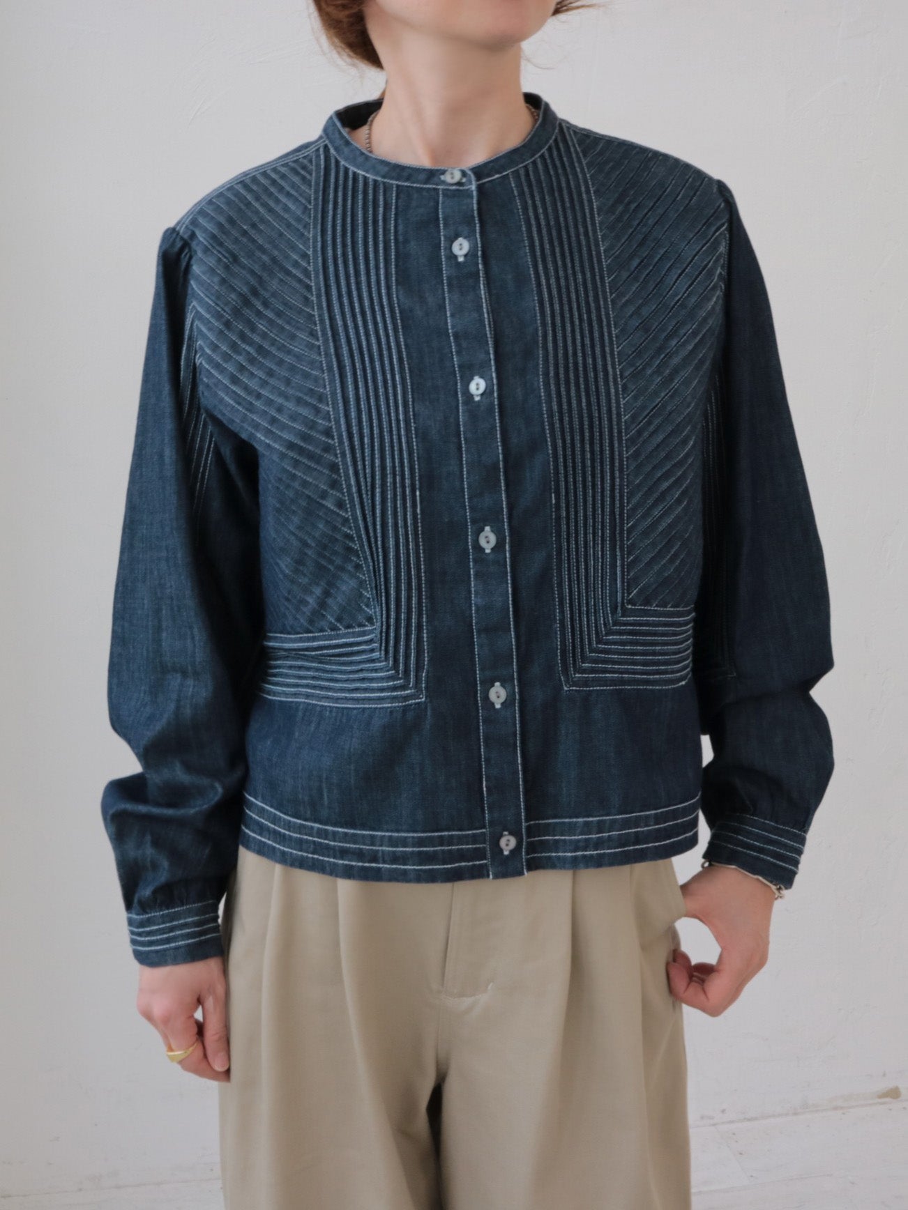 doux bleu ピンタックステッチ デニムシャツ DB-2663-068