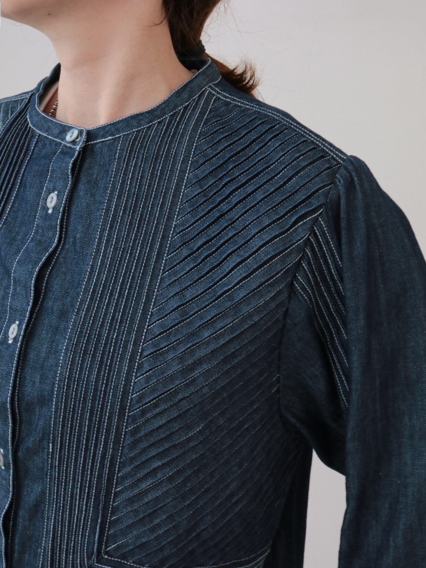 doux bleu ピンタックステッチ デニムシャツ DB-2663-068
