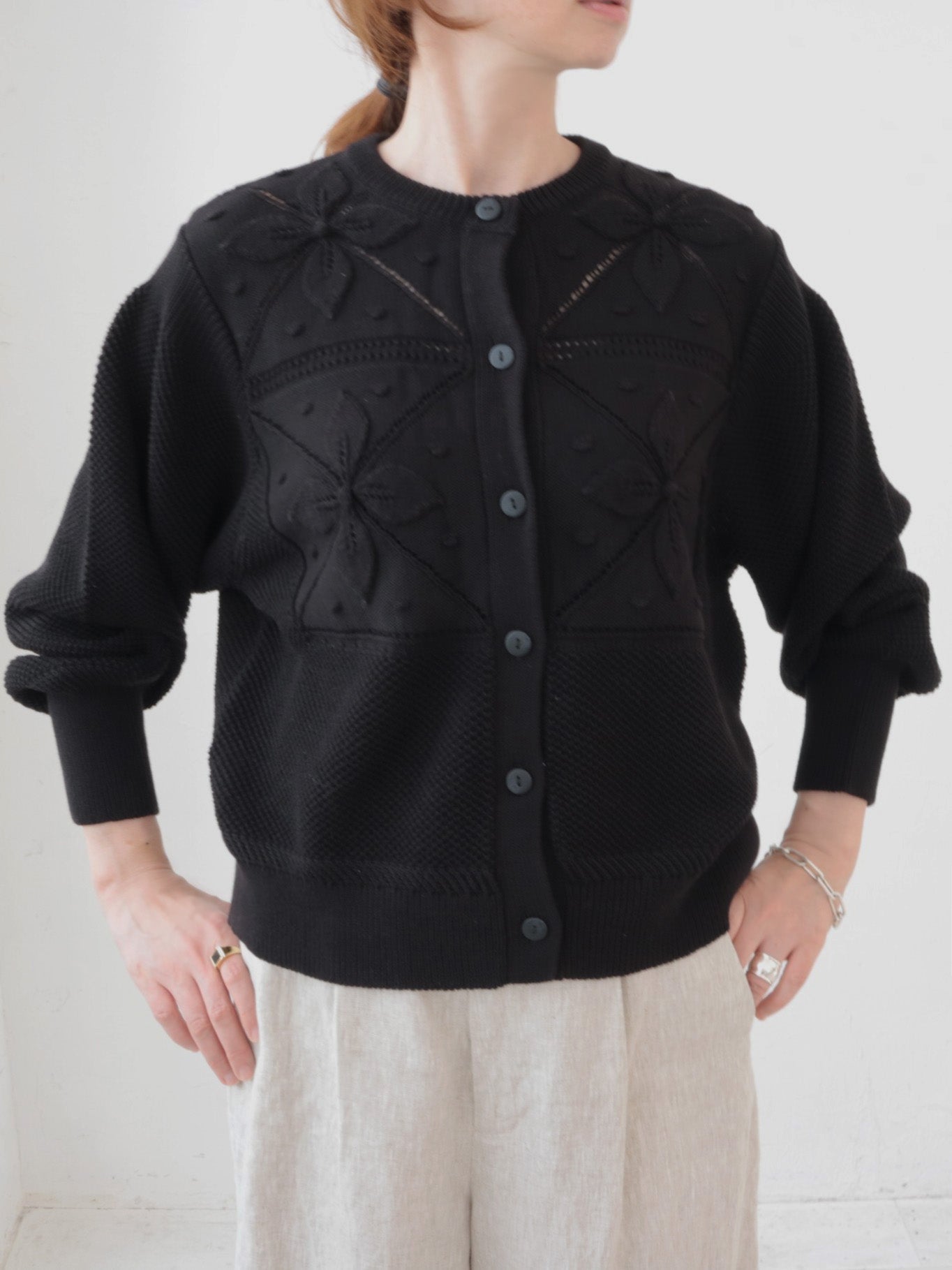 doux bleu クロシェモチーフ ニットカーディガン DB-2612-008