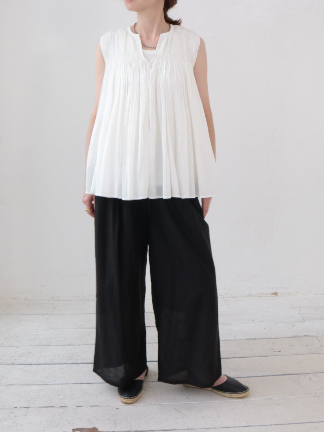 doux bleu コットンシルク ハンドギャザージレ DB-2618-041