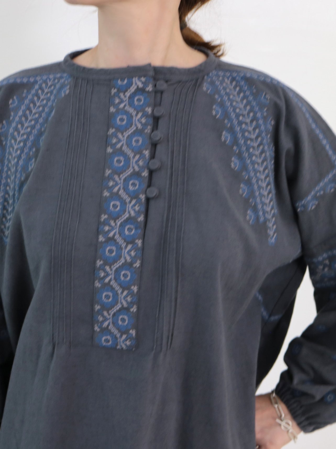 doux bleu C/L クロスステッチ刺繍ブラウス DB-2613-015