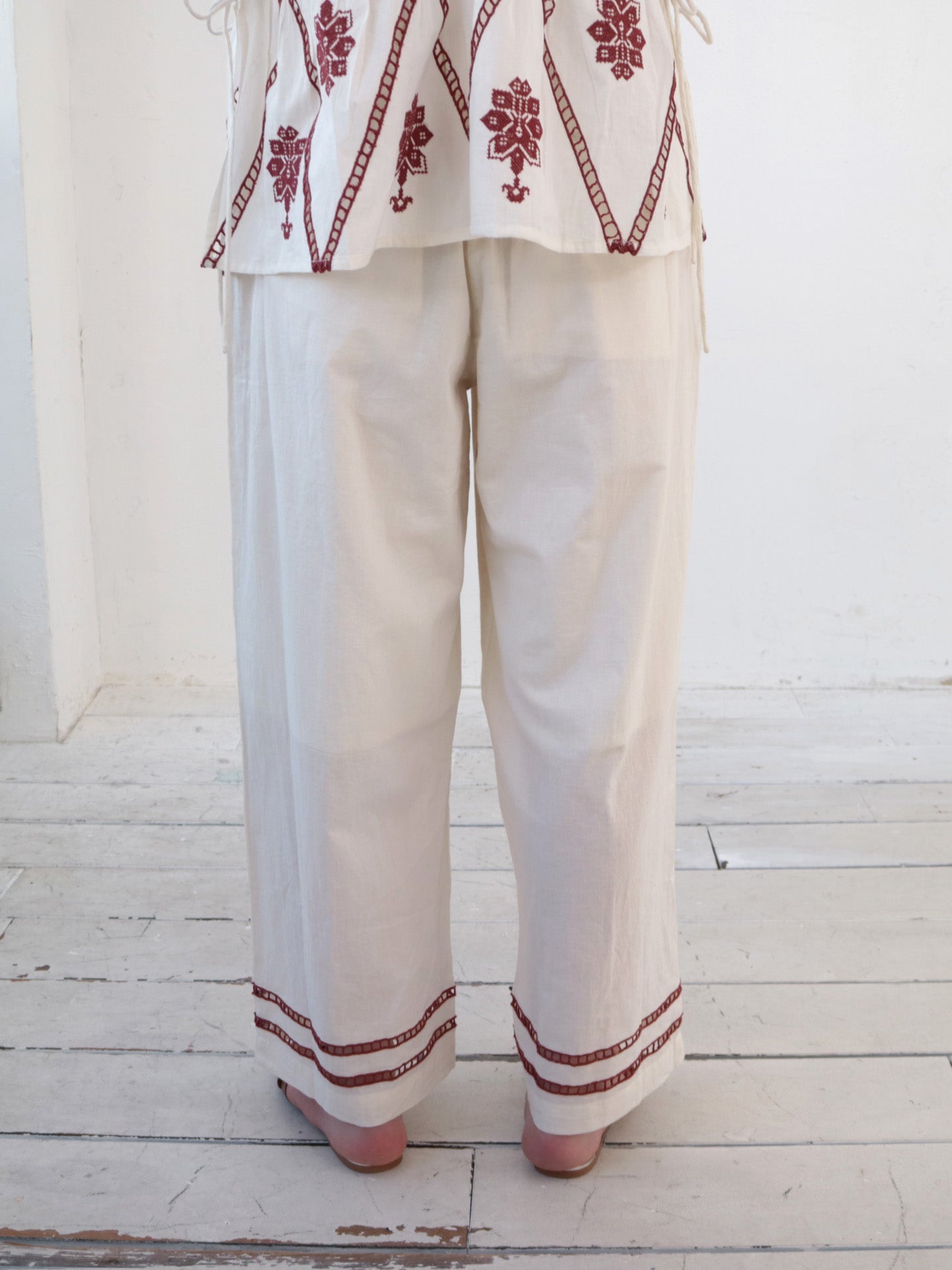 doux bleu クロスステッチ刺繍パンツ DB-2535-082