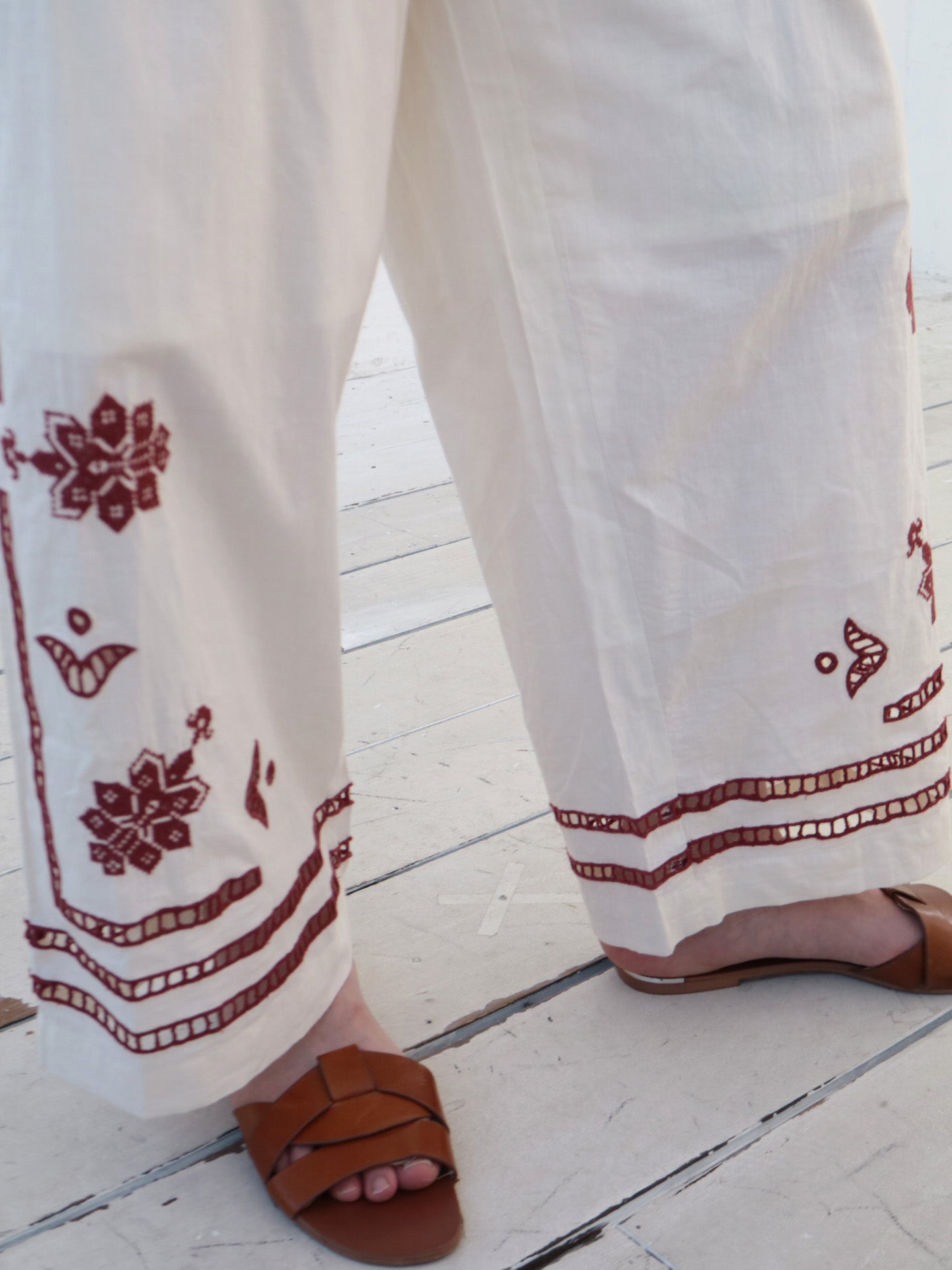 doux bleu クロスステッチ刺繍パンツ DB-2535-082