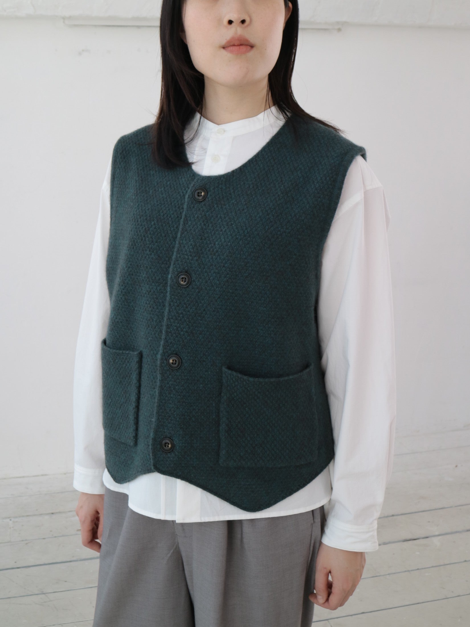 YARRA NEU ヤクウール鹿の子編ニットベスト NU-5548-408
