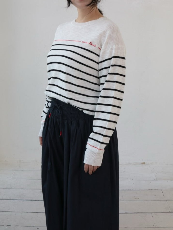 YARRA 刺繍ボーダーニットプルオーバー YR-1612-207