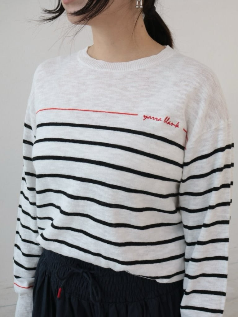 YARRA 刺繍ボーダーニットプルオーバー YR-1612-207