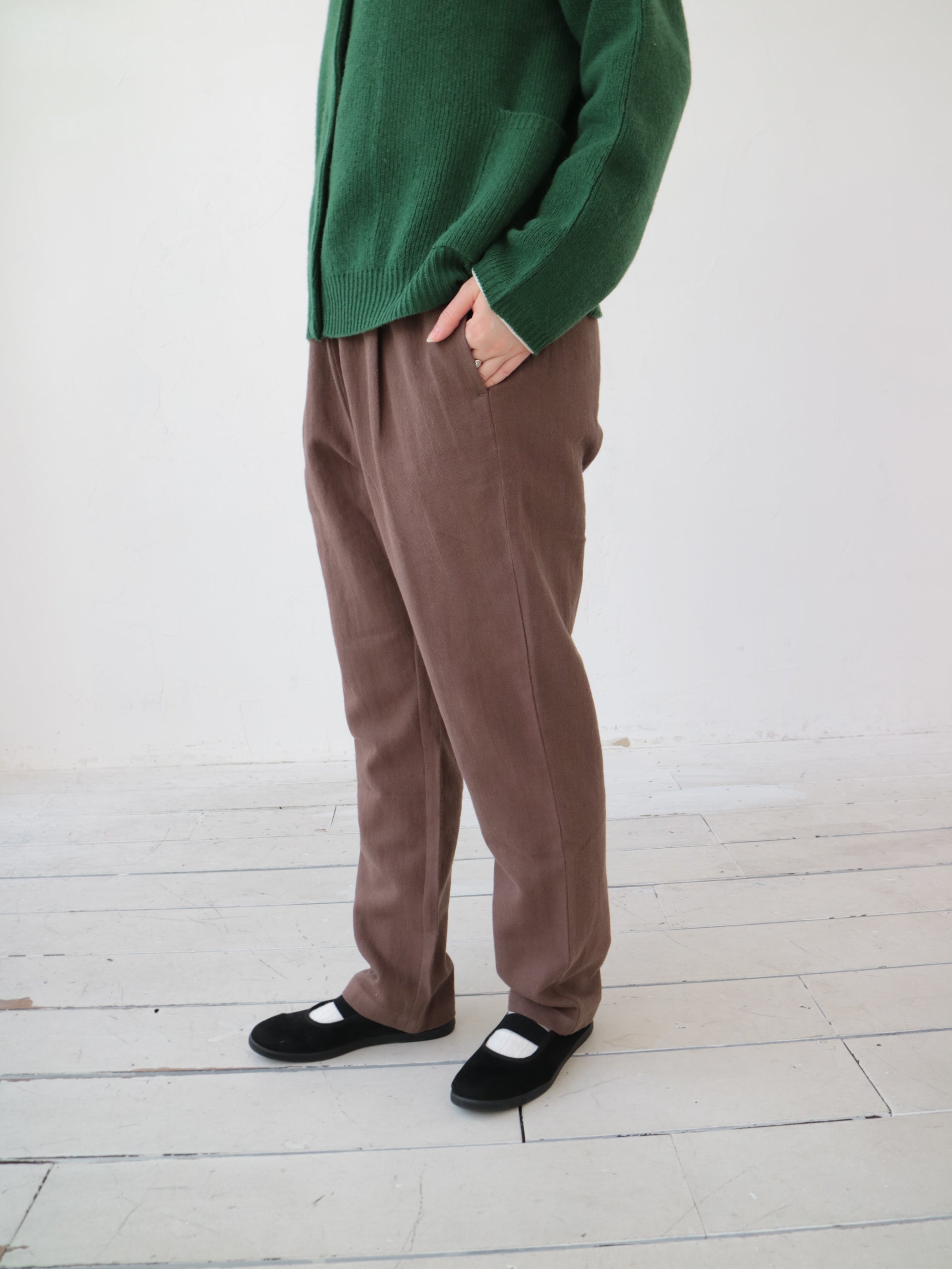 YARRA リネンコットン起毛テーパードパンツ YR-1545-219