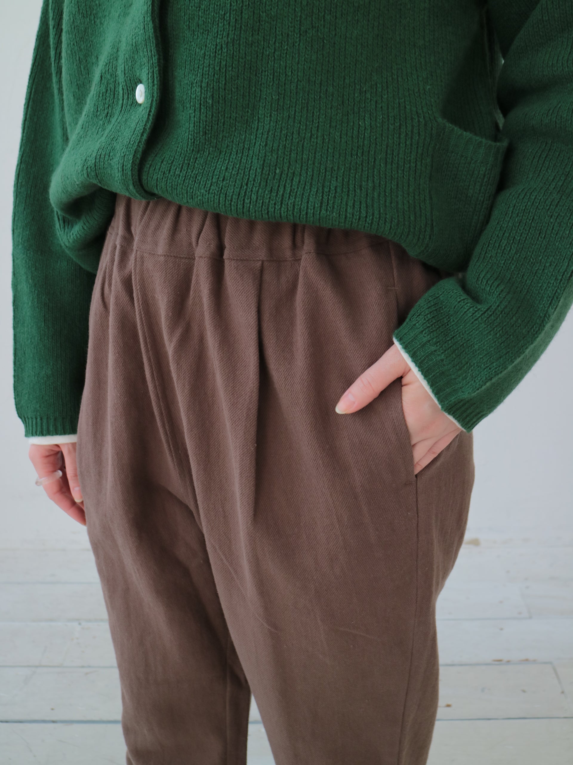 YARRA リネンコットン起毛テーパードパンツ YR-1545-219