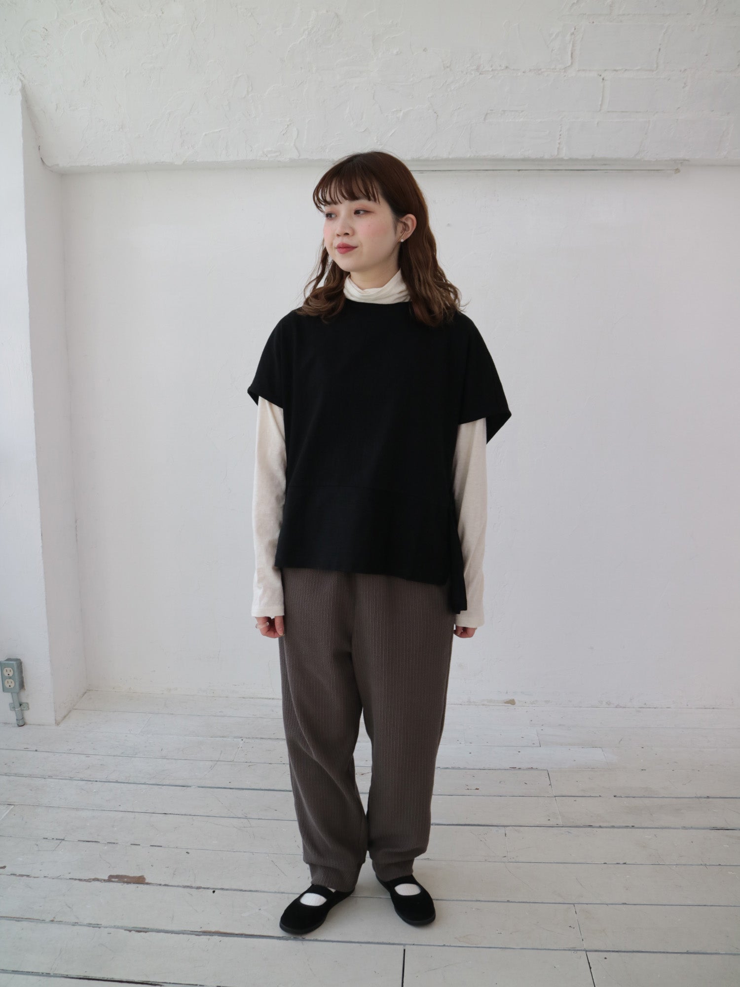 YARRA フリルストライプジャージーパンツ YR-1545-243