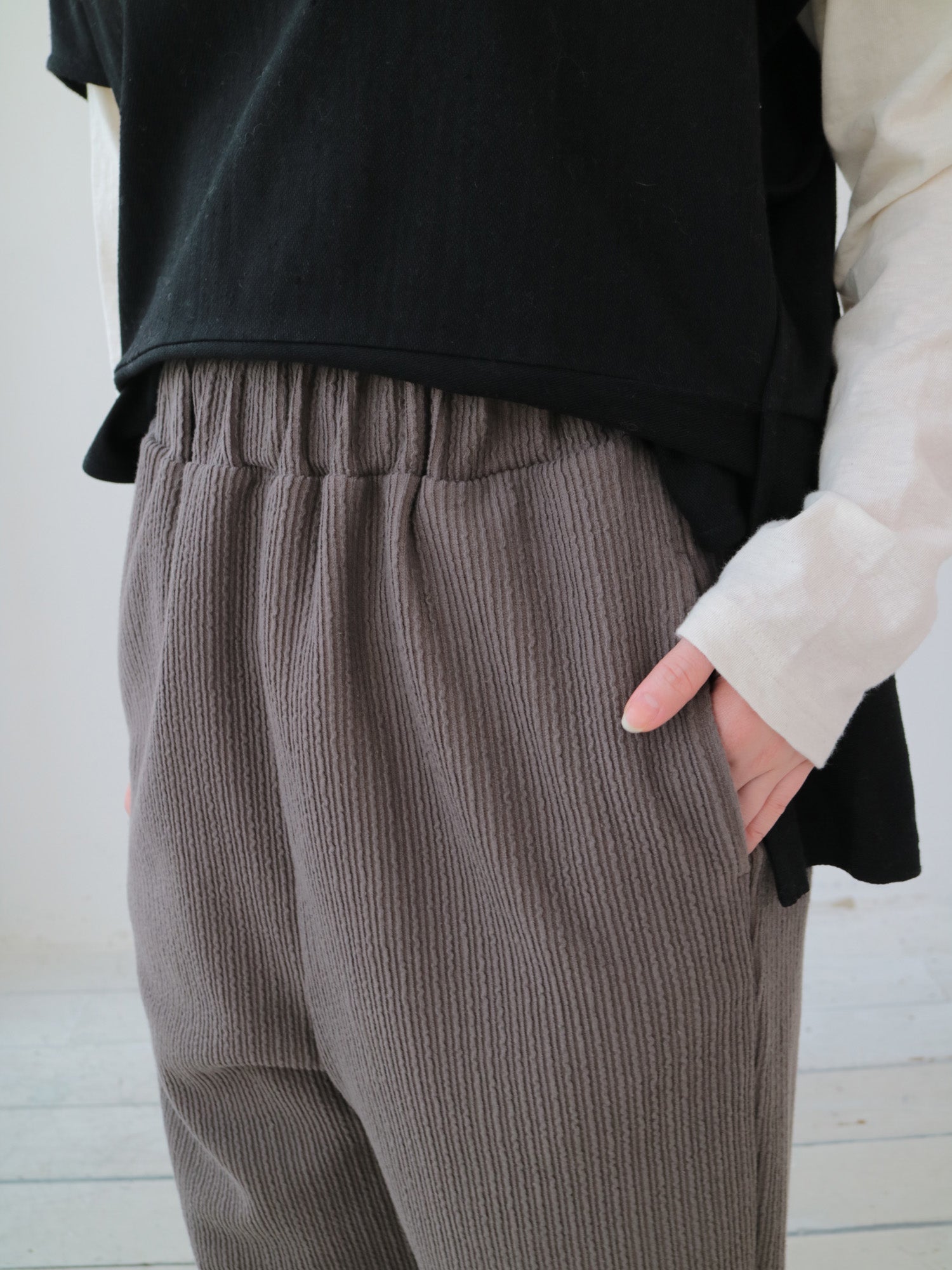 YARRA フリルストライプジャージーパンツ YR-1545-243