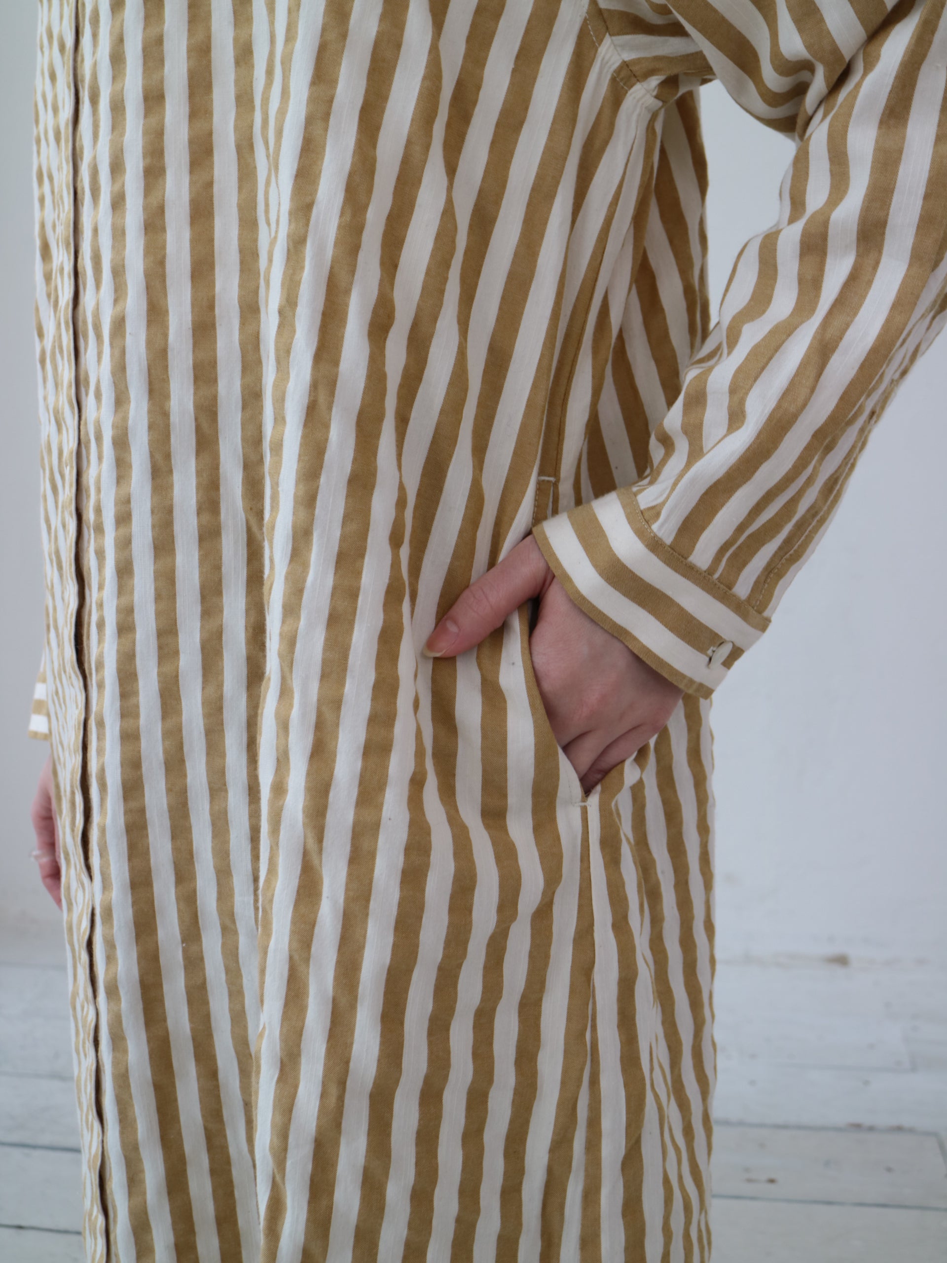 YARRA 先染めストライプスタンドワンピース YR-1544-221