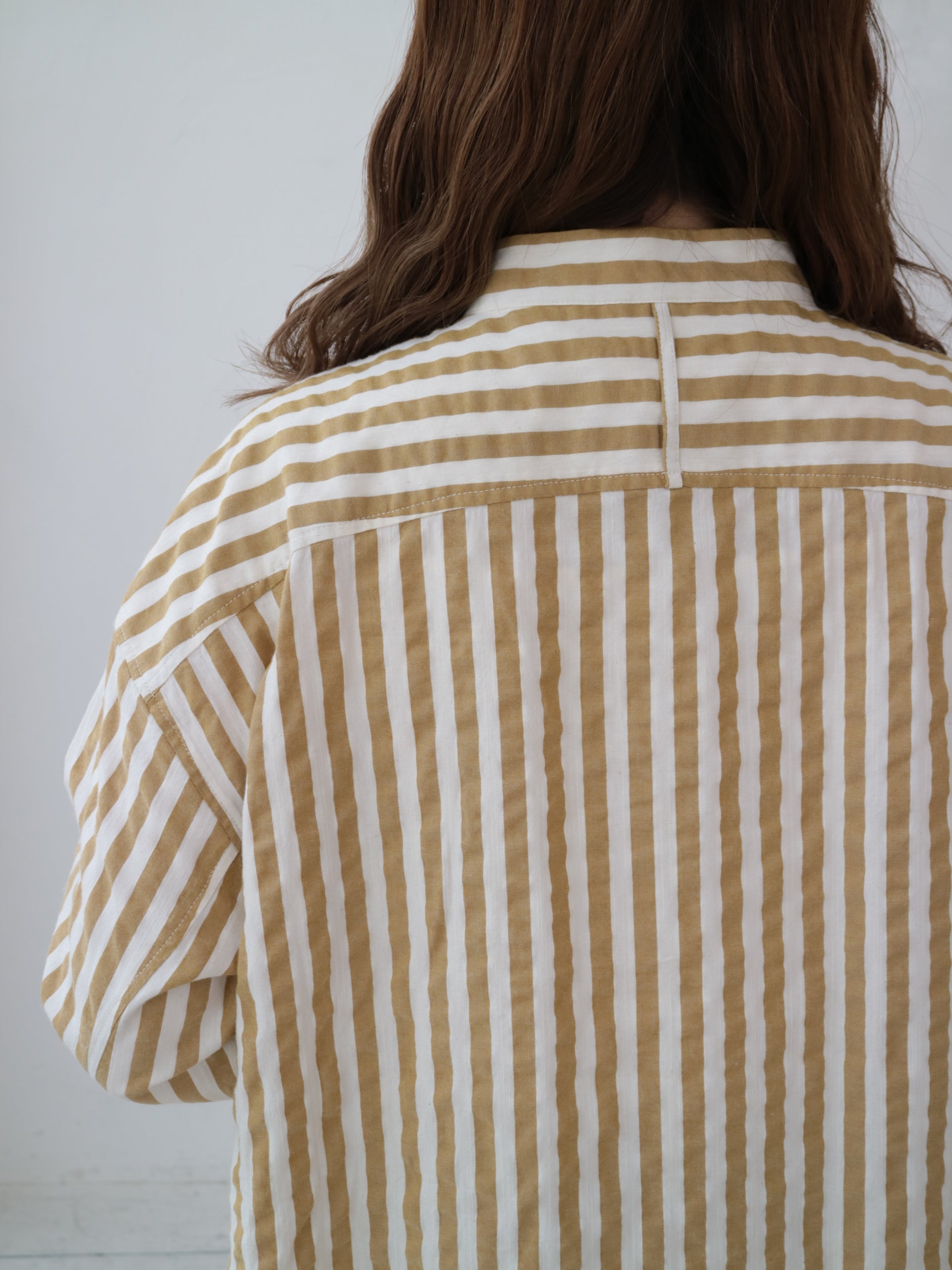 YARRA 先染めストライプスタンドワンピース YR-1544-221