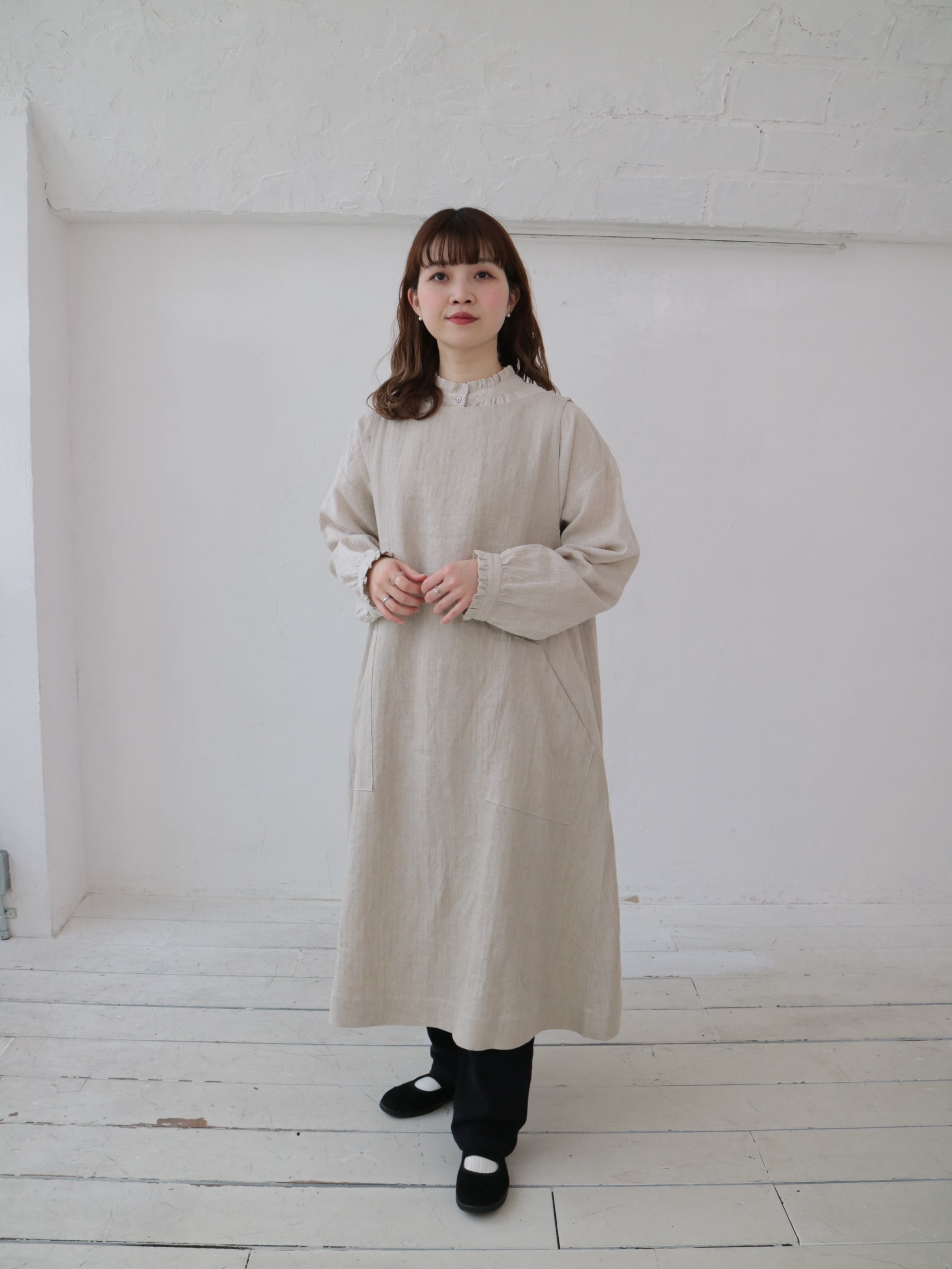 YARRA リネン100フリルカラー2WAYブラウス YR-1543-211