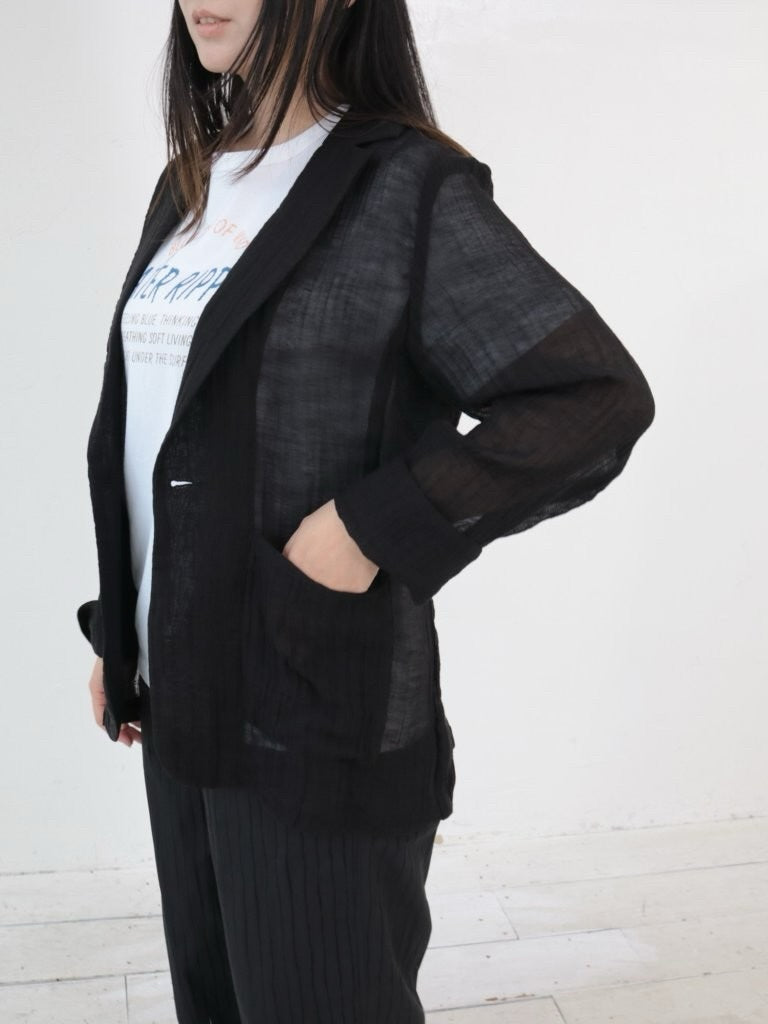 YARRA NEU 麻混シアーテーラードジャケット NU-5627-454