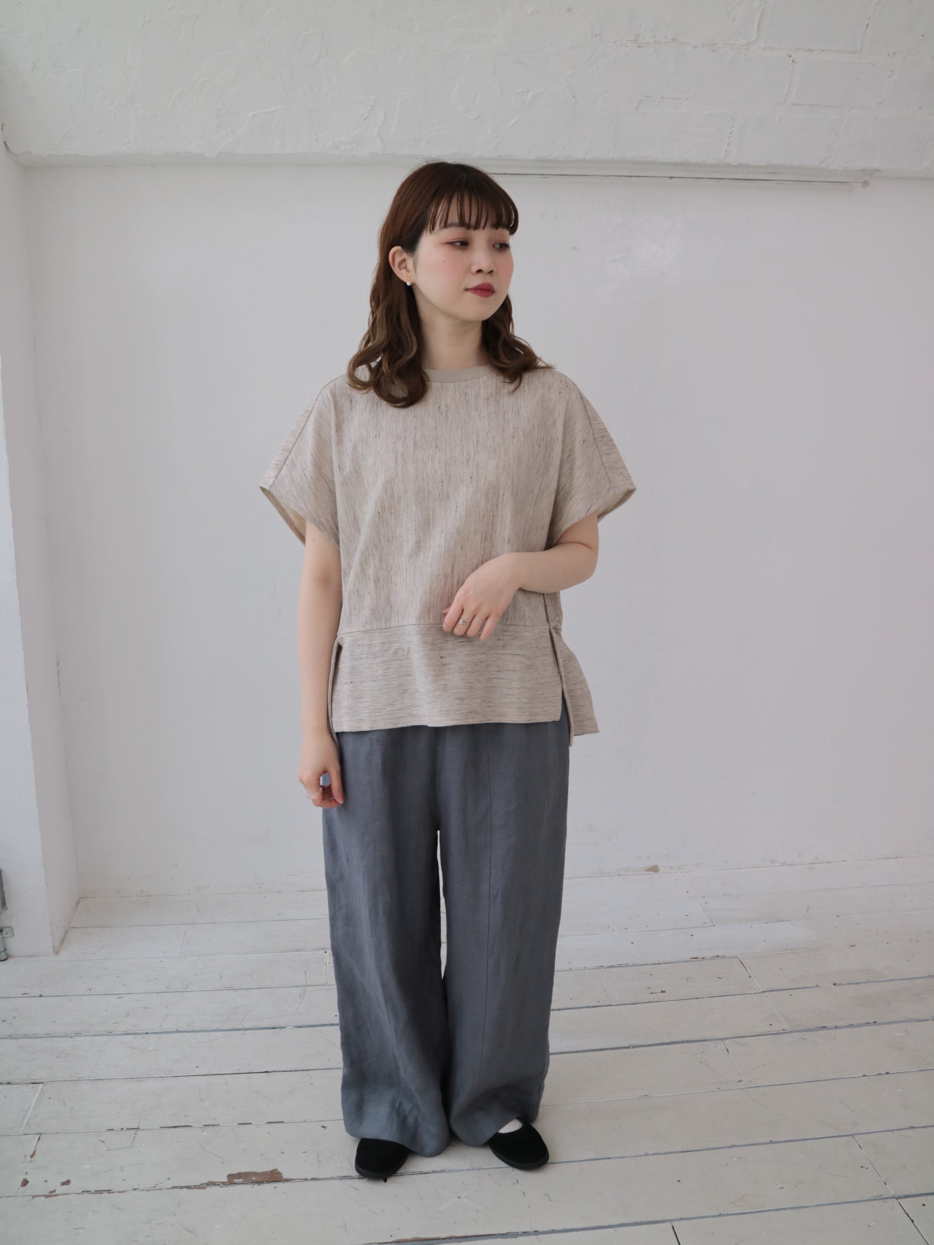 YARRA 綿麻ツイードカットプルオーバー YR-1541-279