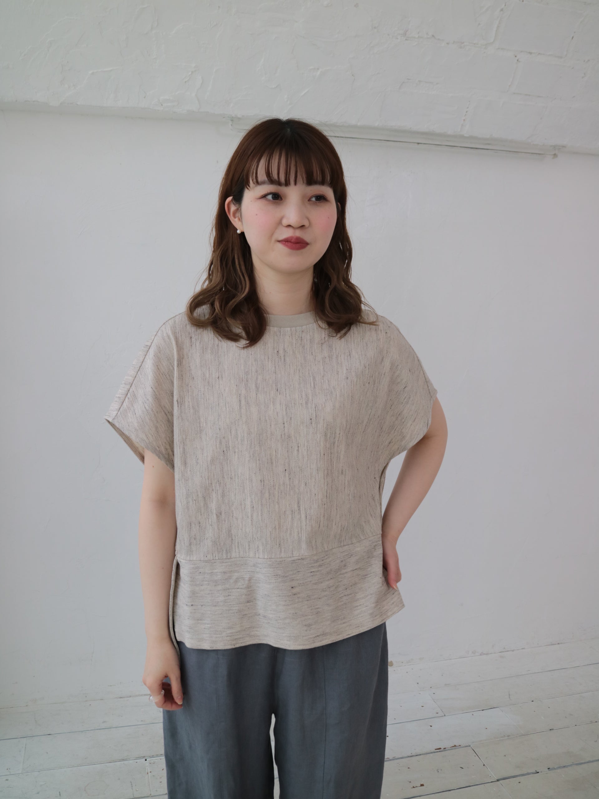 YARRA 綿麻ツイードカットプルオーバー YR-1541-279