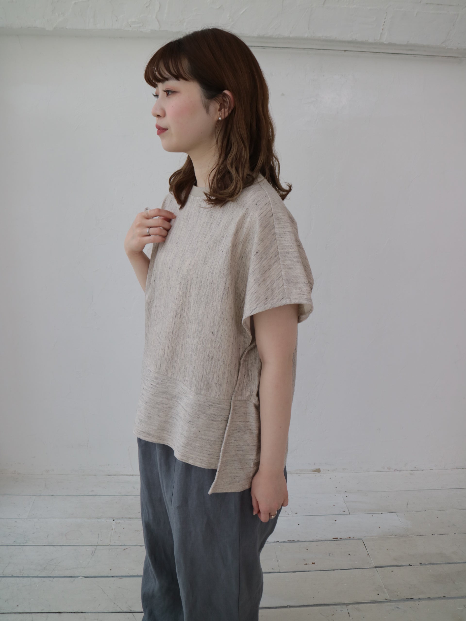 YARRA 綿麻ツイードカットプルオーバー YR-1541-279