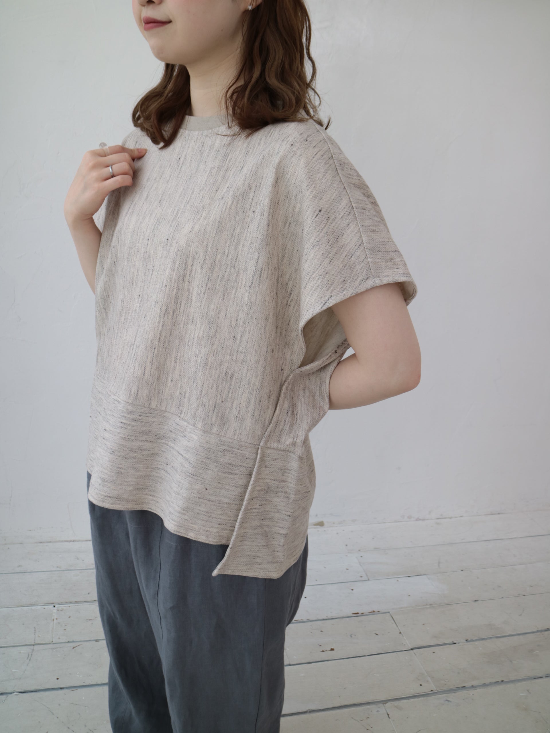 YARRA 綿麻ツイードカットプルオーバー YR-1541-279