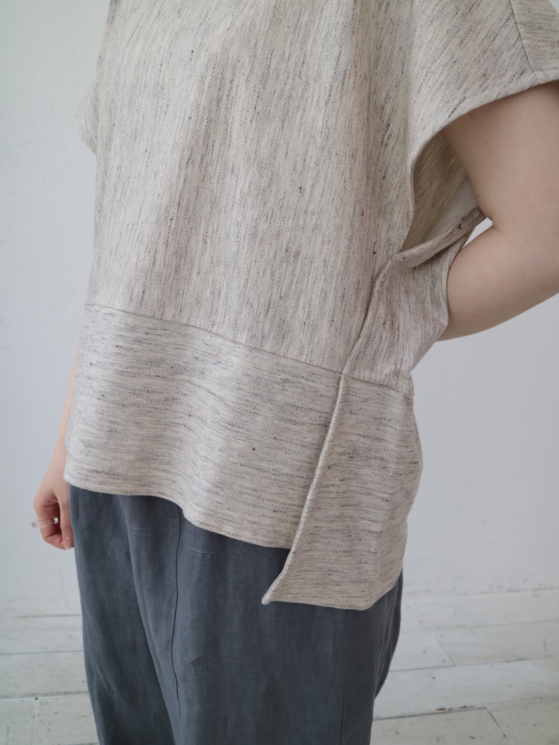 YARRA 綿麻ツイードカットプルオーバー YR-1541-279