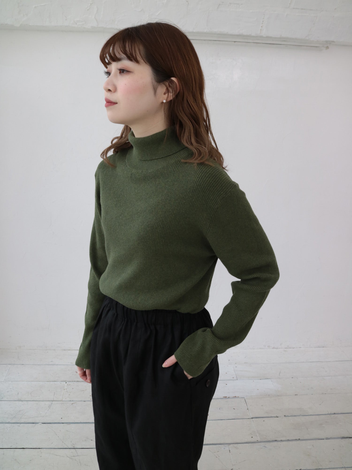 YARRA 綿カシミヤタートルリブニット YR-1542-230