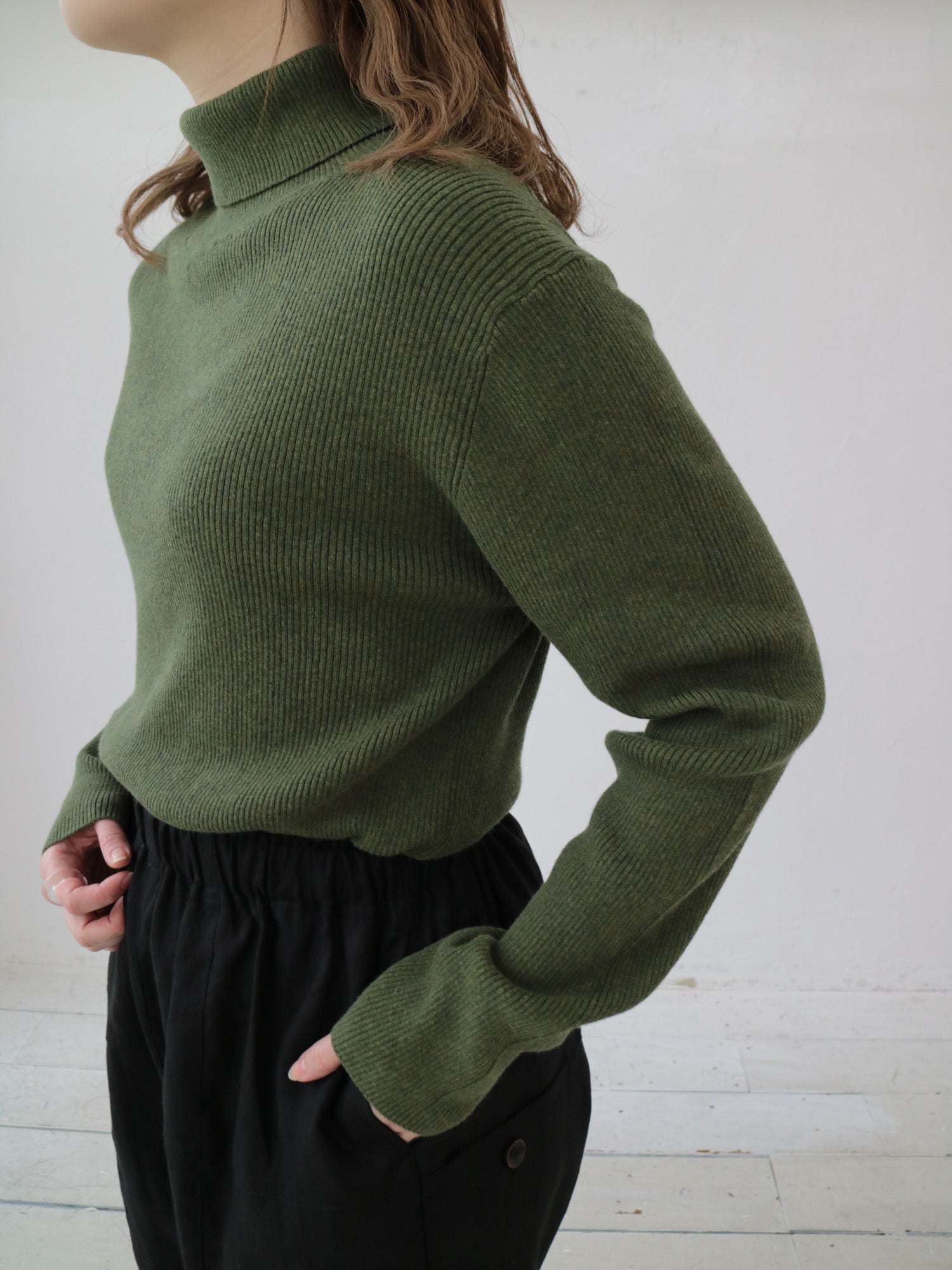 YARRA 綿カシミヤタートルリブニット YR-1542-230