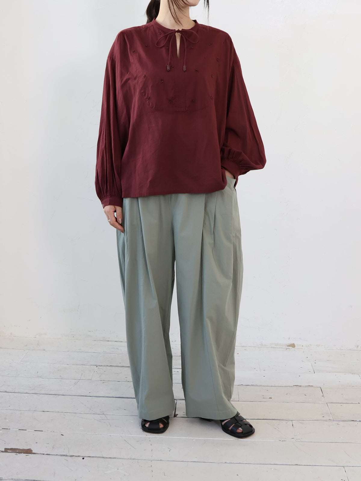 YARRA INDIAビーズ刺繍ブラウス YR-1643-212