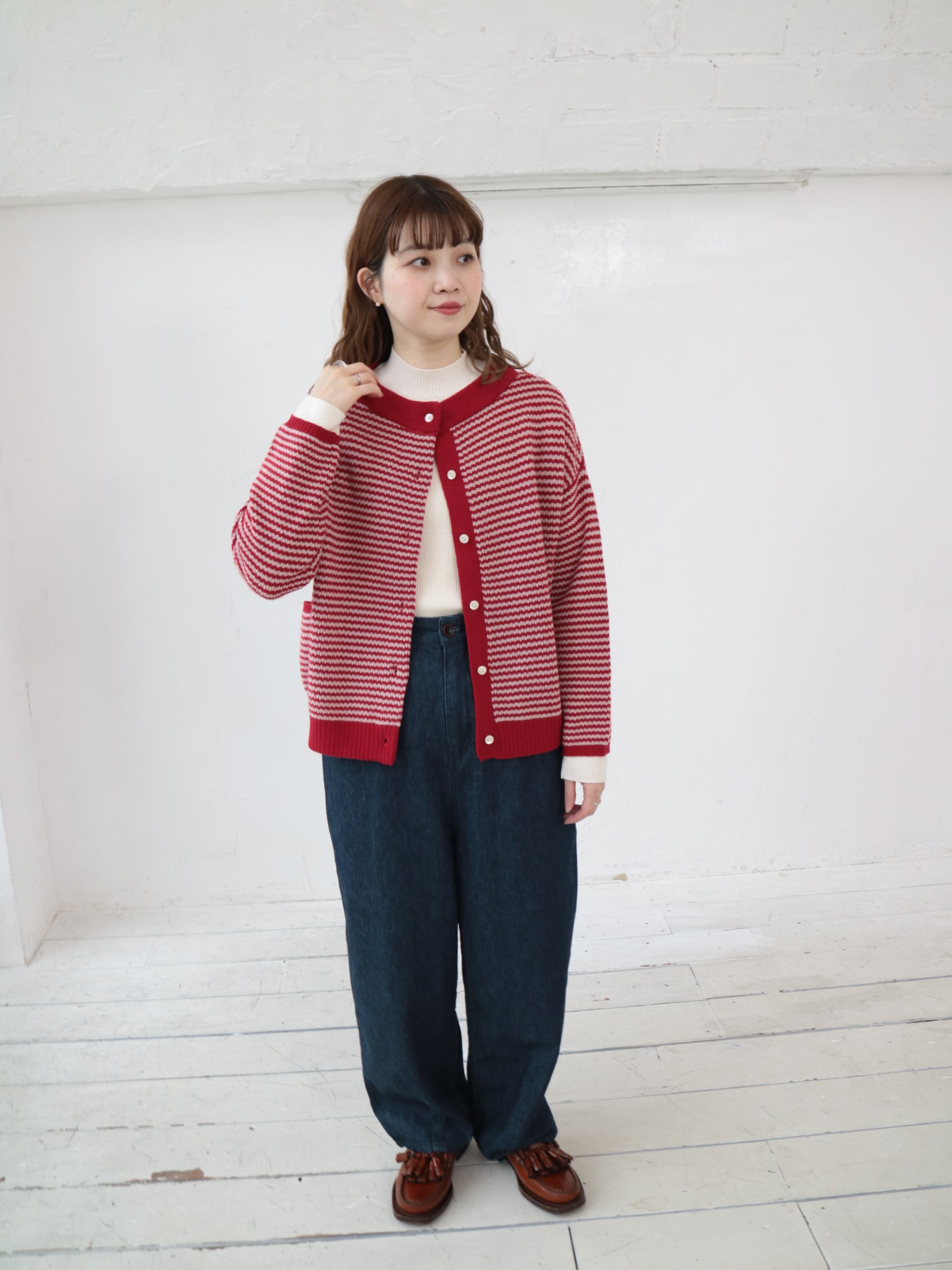 YARRA 綿カシミヤハイネックリブニット YR-1542-229