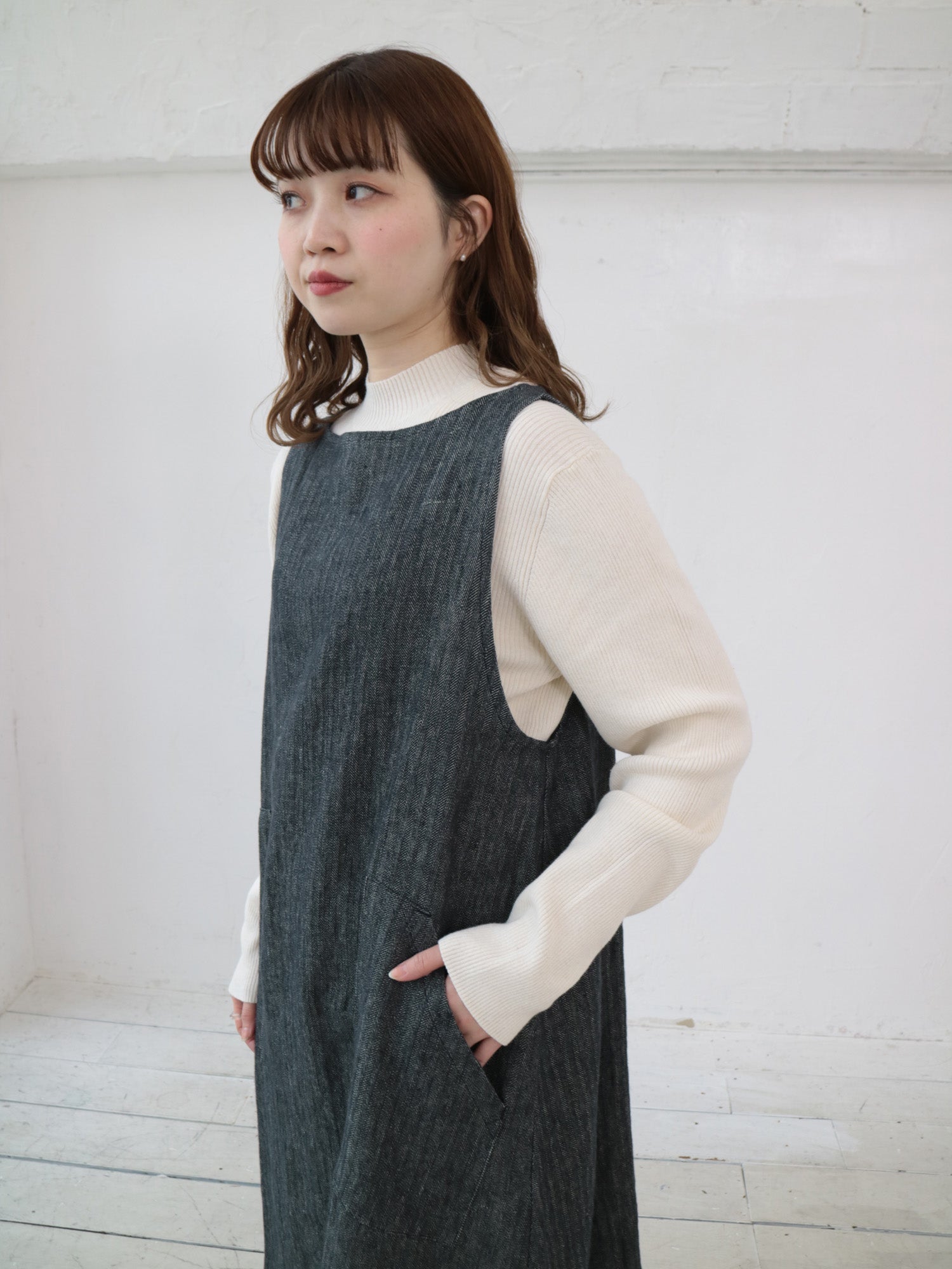 YARRA 綿カシミヤハイネックリブニット YR-1542-229