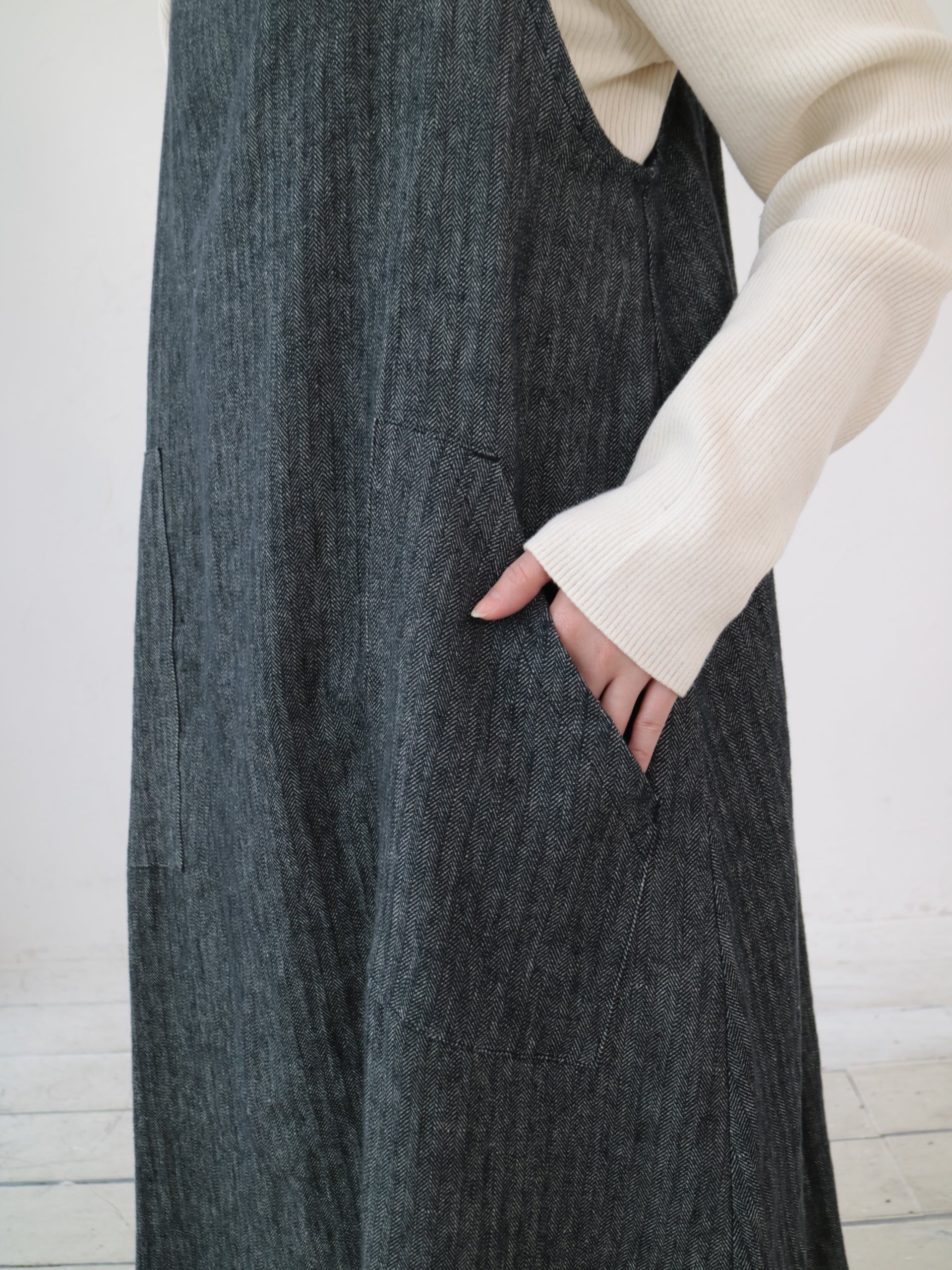 YARRA へリンボンポケットジャンパースカート YR-1544-206